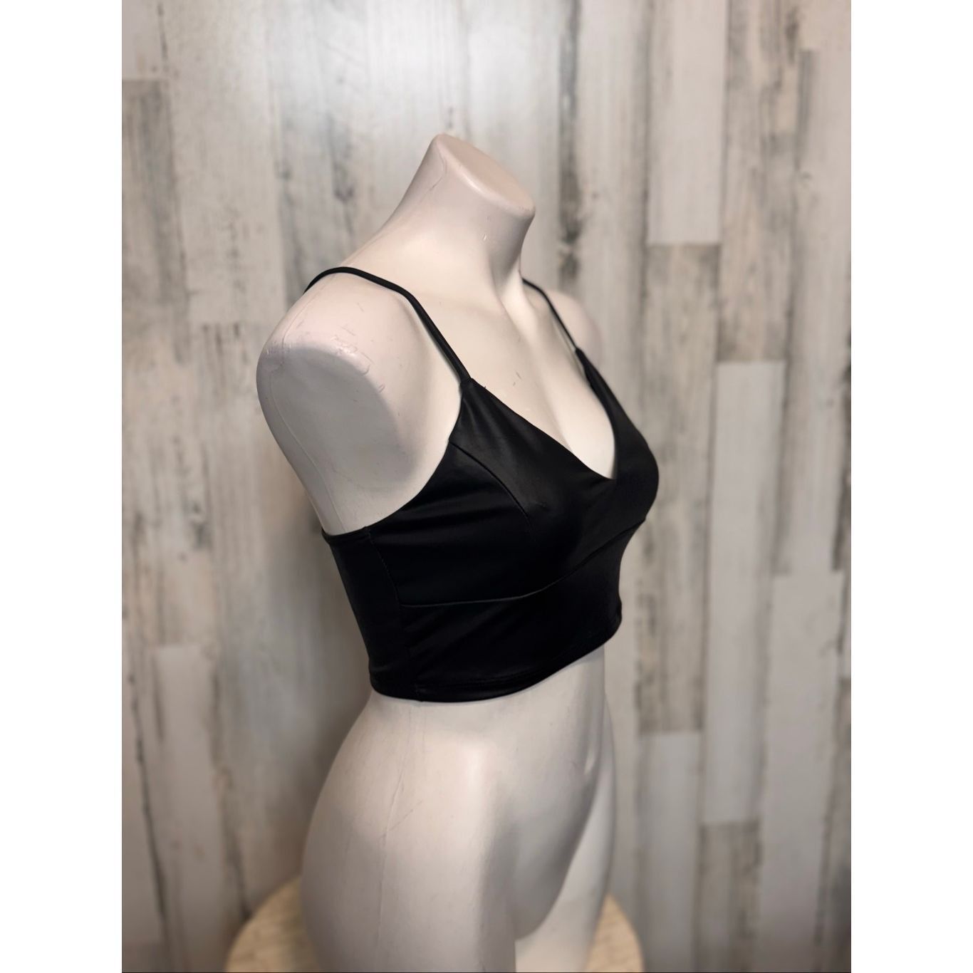 Other Jitren Clothing Black Faux Leather Spaghetti Strap Crop Top – Size Medium NWT Size M / US 6-8 / IT 42-44 - 7 Thumbnail