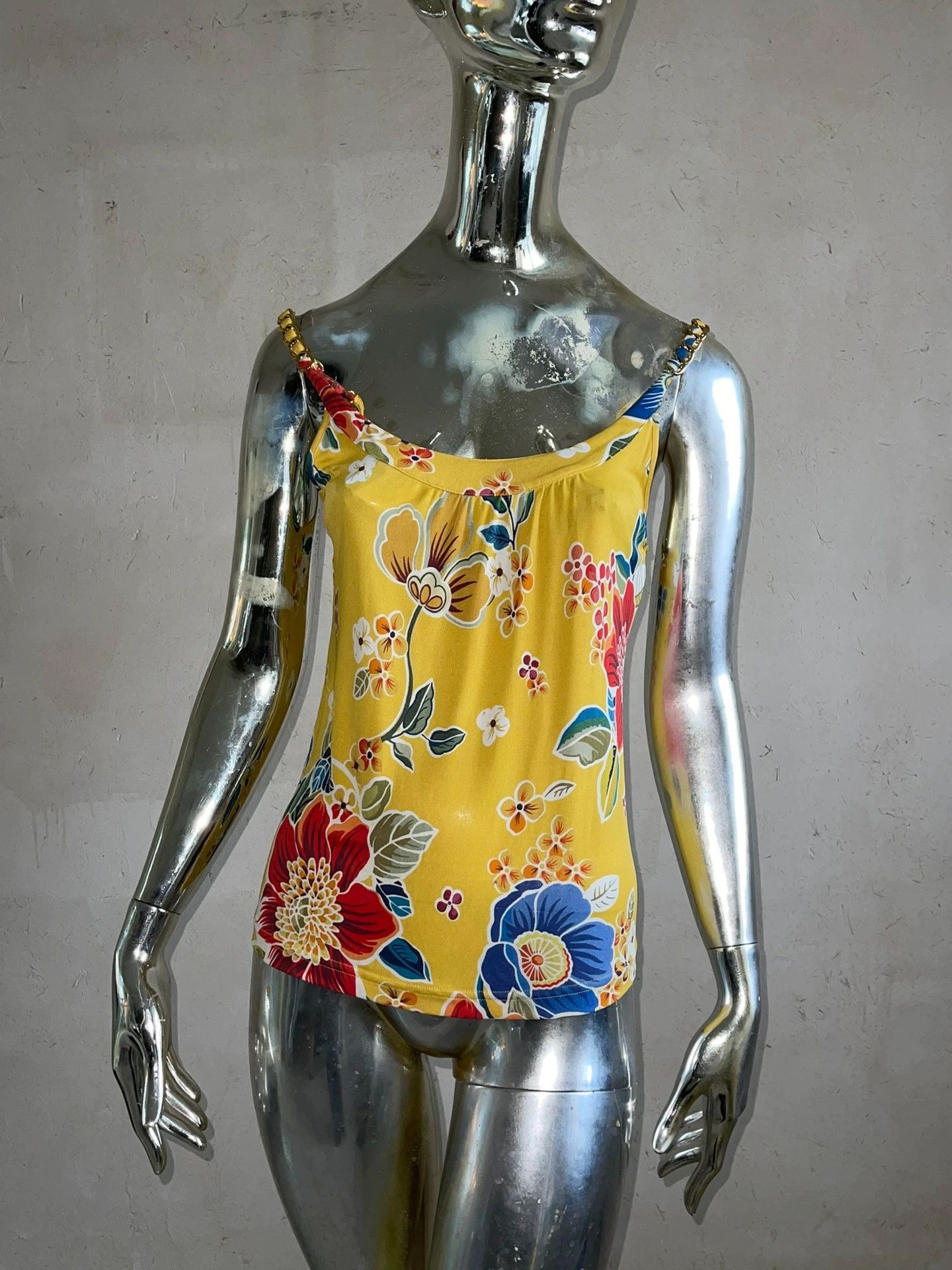Dolce & Gabbana D&G Vibrant Floral Print Metal Chain Camisole 42 Size M / US 6-8 / IT 42-44 - 3 Thumbnail