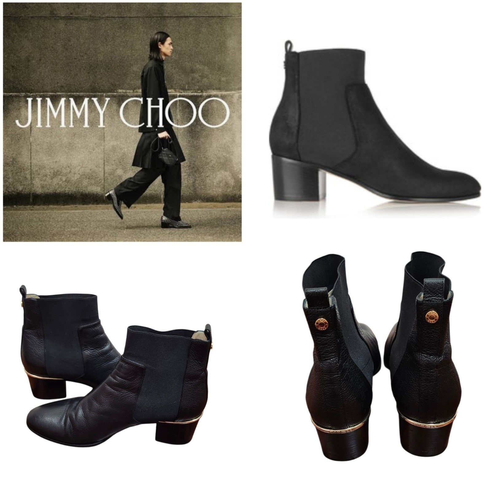 Jimmy Choo Jimmy Choo Black Leather Chelsea Ankle Boots US10/EU41 Size US 10 / IT 40 - 1 Thumbnail