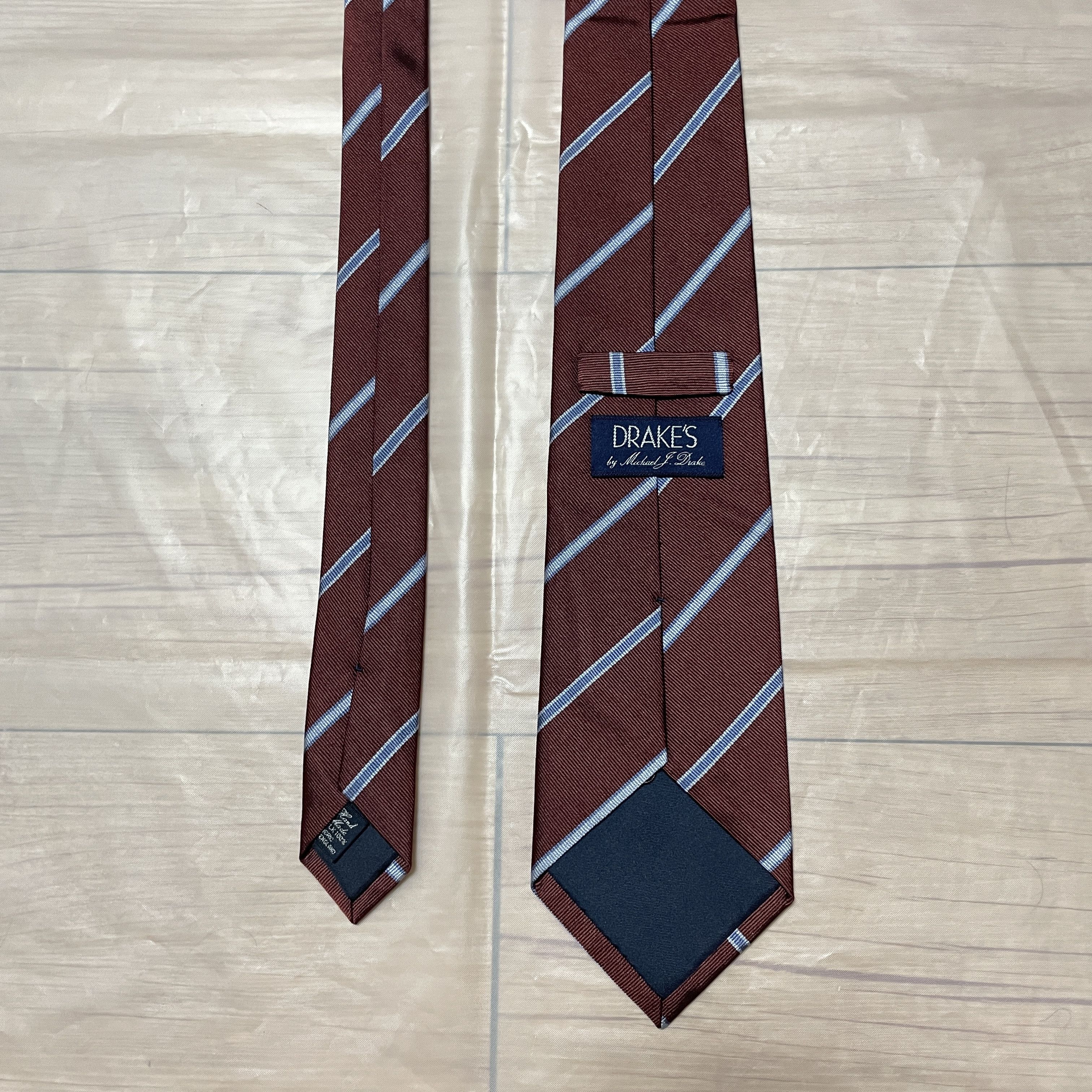 Drake's Drake's Classic Burgundy Regimental Tie Size ONE SIZE - 4 Thumbnail