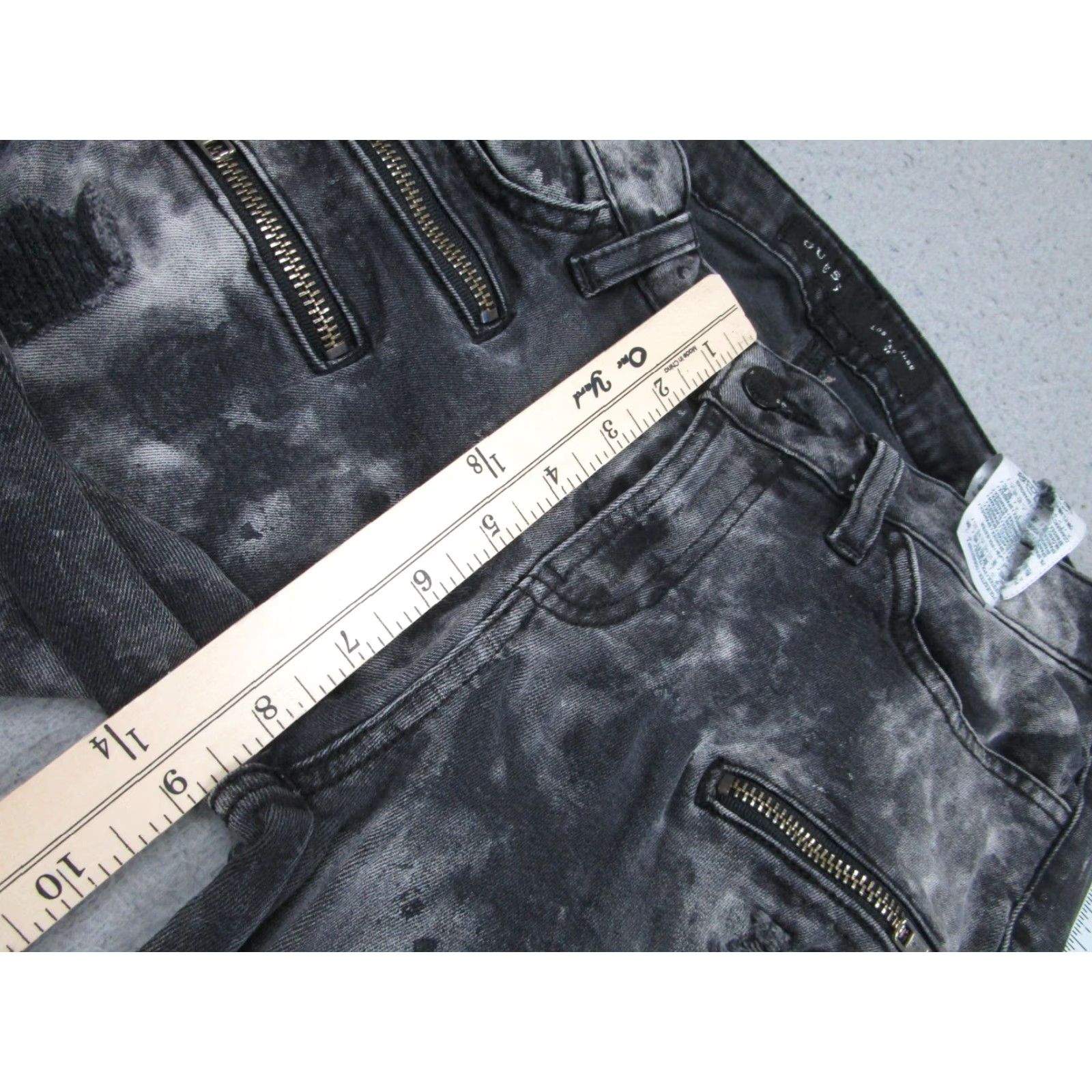 Guess Guess Jeans Mens 30 Black Gray Acid Wash Cargo Skinny Moto Zipper Distressed Jeans Size US 30 / EU 46 - 5 Thumbnail