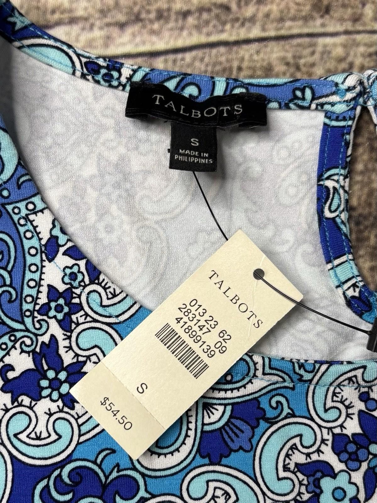 Other Talbots Top Womens Small Geometric Floral Stretch NEW $55 Size S / US 4 / IT 40 - 2 Thumbnail