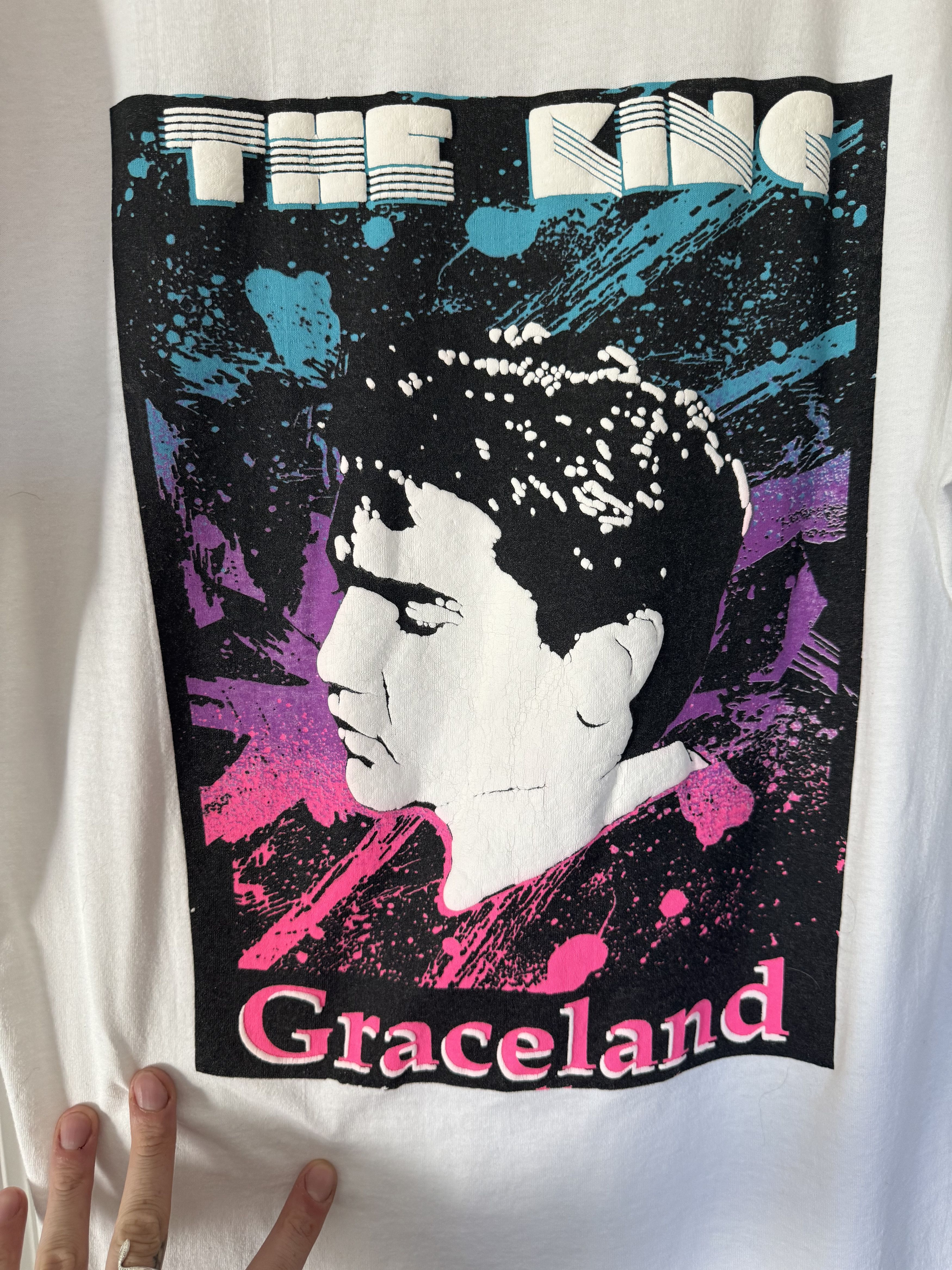 Band Tees Vintage 90s Elvis Presley Graceland "The King" T-shirt Size US XL / EU 56 / 4 - 4 Thumbnail