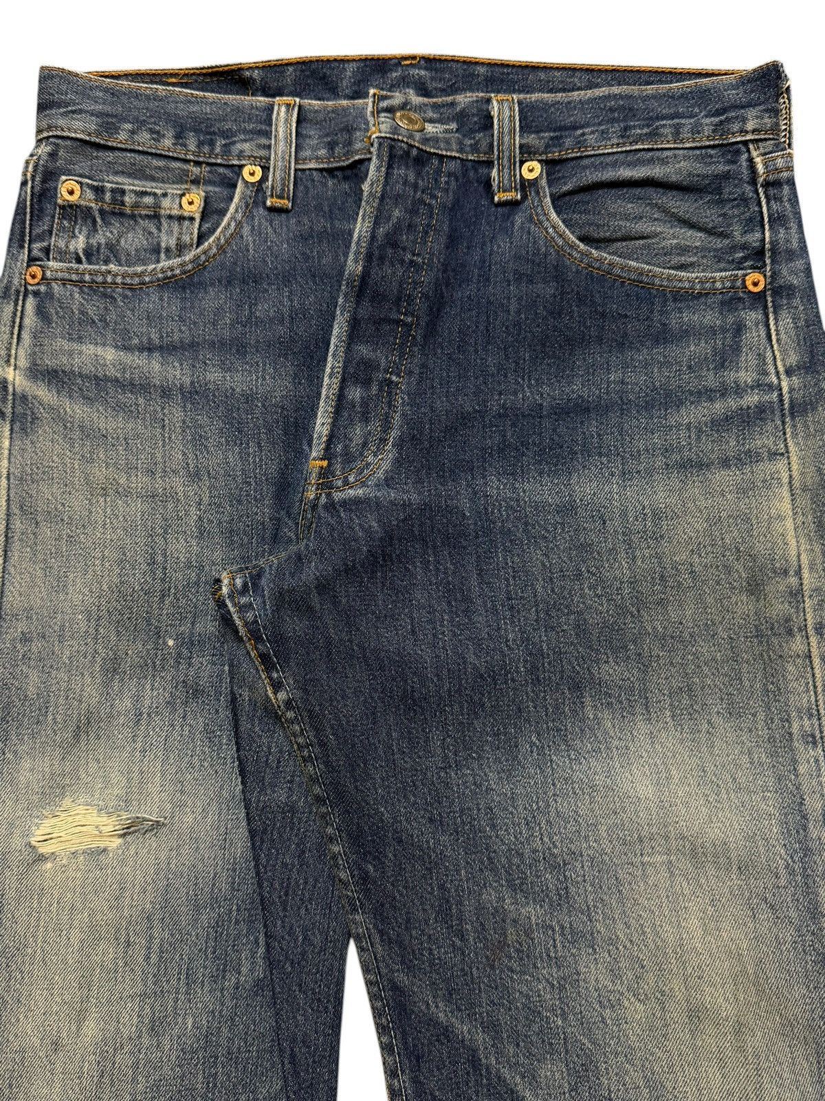 Levi's Vintage 90s Levis 501 Blue Faded Wash Distress Straight Leg Size US 30 / EU 46 - 3 Thumbnail