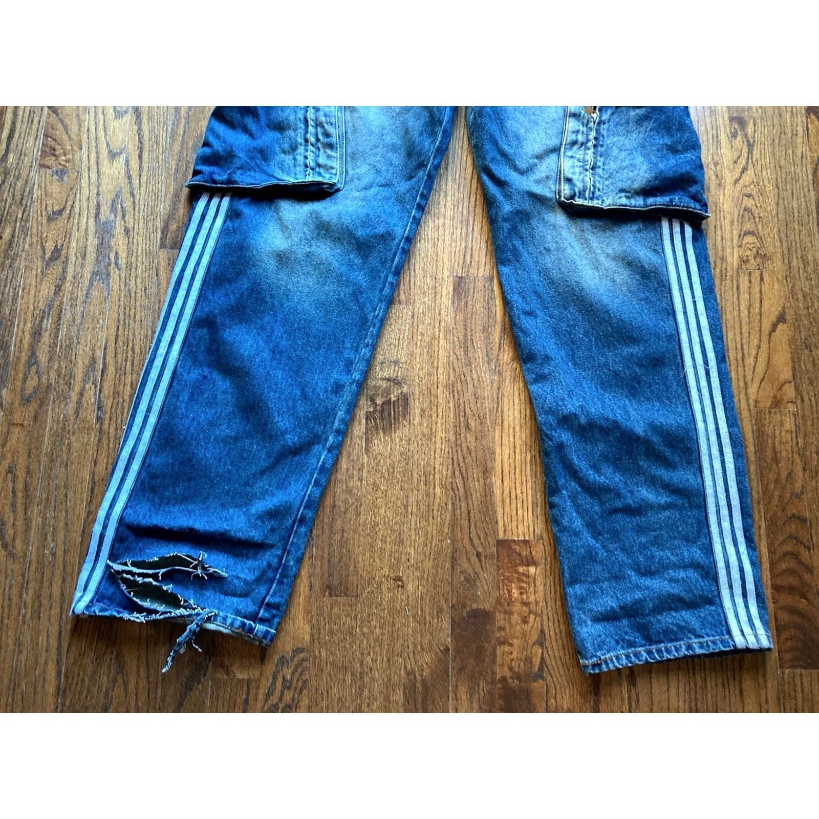 Denime Vale Forever Jeans Mens 38 Baggy Y2K Cargo Stacked Racer Blue Denim Hip Hop Mens Wide-Leg 34 Inseam Color Blue Size 38 Hip Hop Size US 38 / EU 54 - 3 Thumbnail