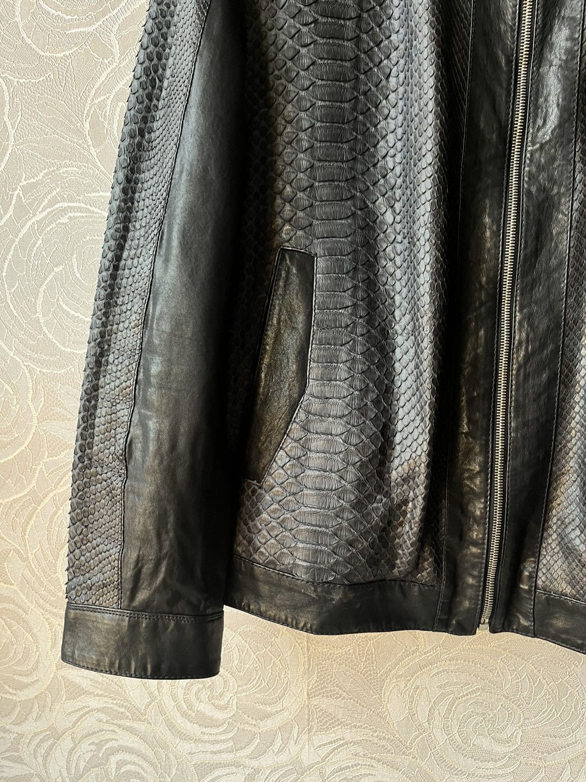 Genuine Leather Real Python Leather Italy Jacket Navy Blue Zip Up Bomber Size US L / EU 52-54 / 3 - 5 Thumbnail