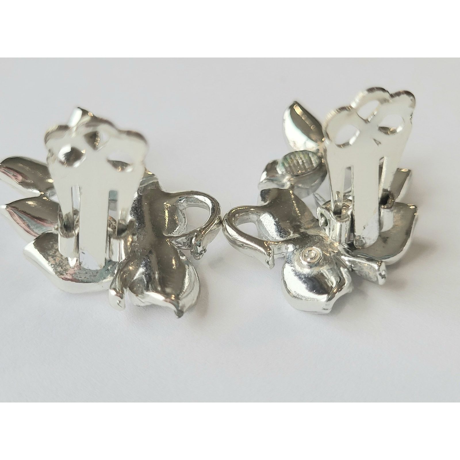 Other Coro Silver Leaf Earrings Vintage Clip 50s 60s MCM Signed Size ONE SIZE - 5 Thumbnail