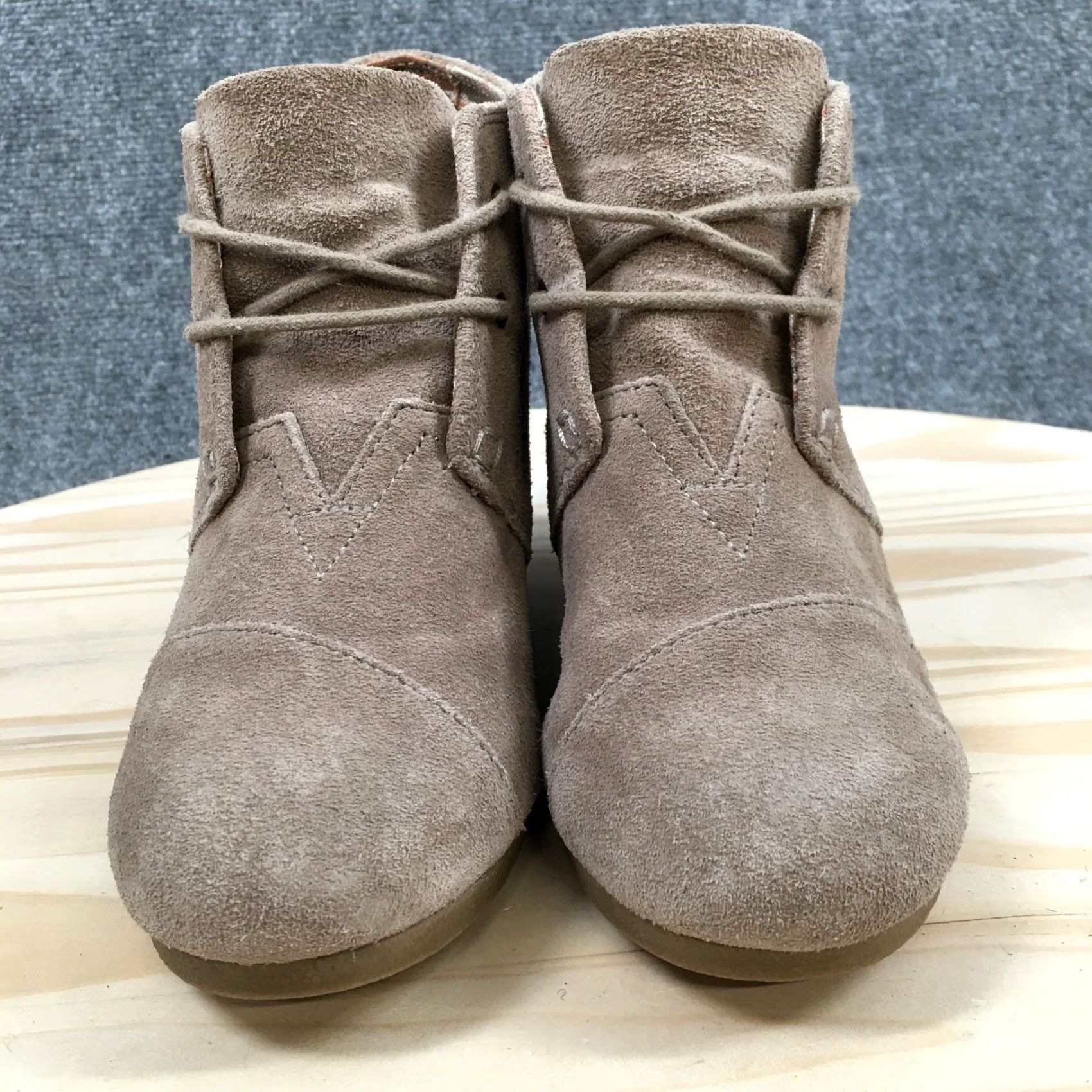 Toms TOMS Boots Womens 8 Desert Ankle Bootie Brown Black Lace Up Wedge Heels 710816 Size US 8 / IT 38 - 5 Thumbnail