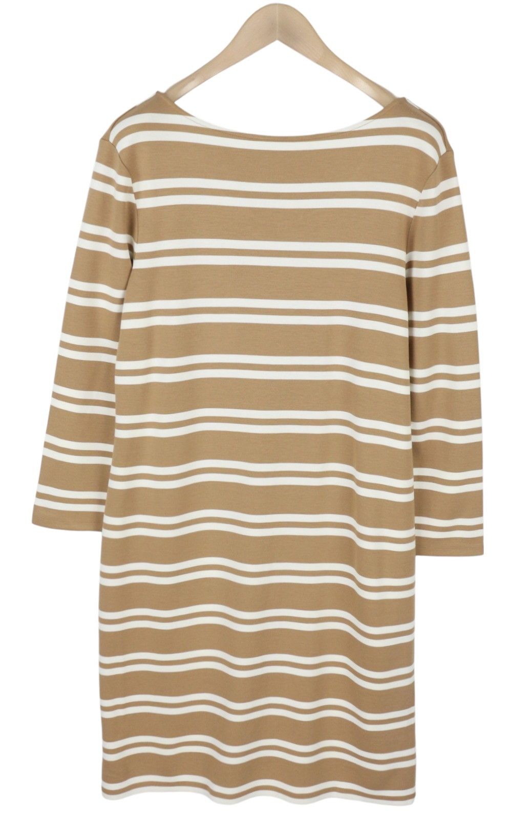 Gant STRIPED L Warm Khaki Crew Neck Dress 87725 Size L / US 10 / IT 46 - 1 Thumbnail