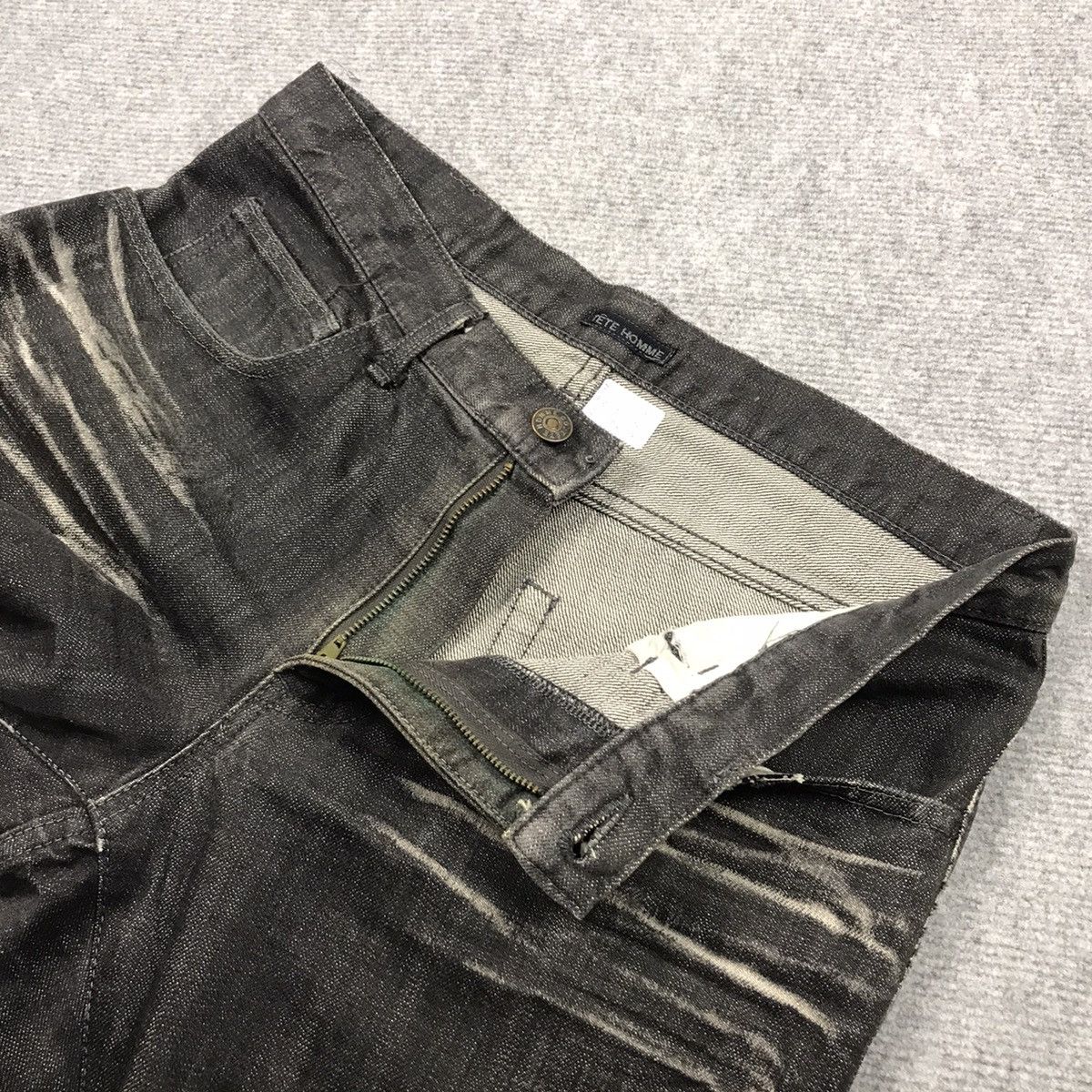 Issey Miyake FLARE🔥TETE HOMME BLACK FADED DENIM BOOTCUT PANTS 149 Size US 30 / EU 46 - 13 Thumbnail