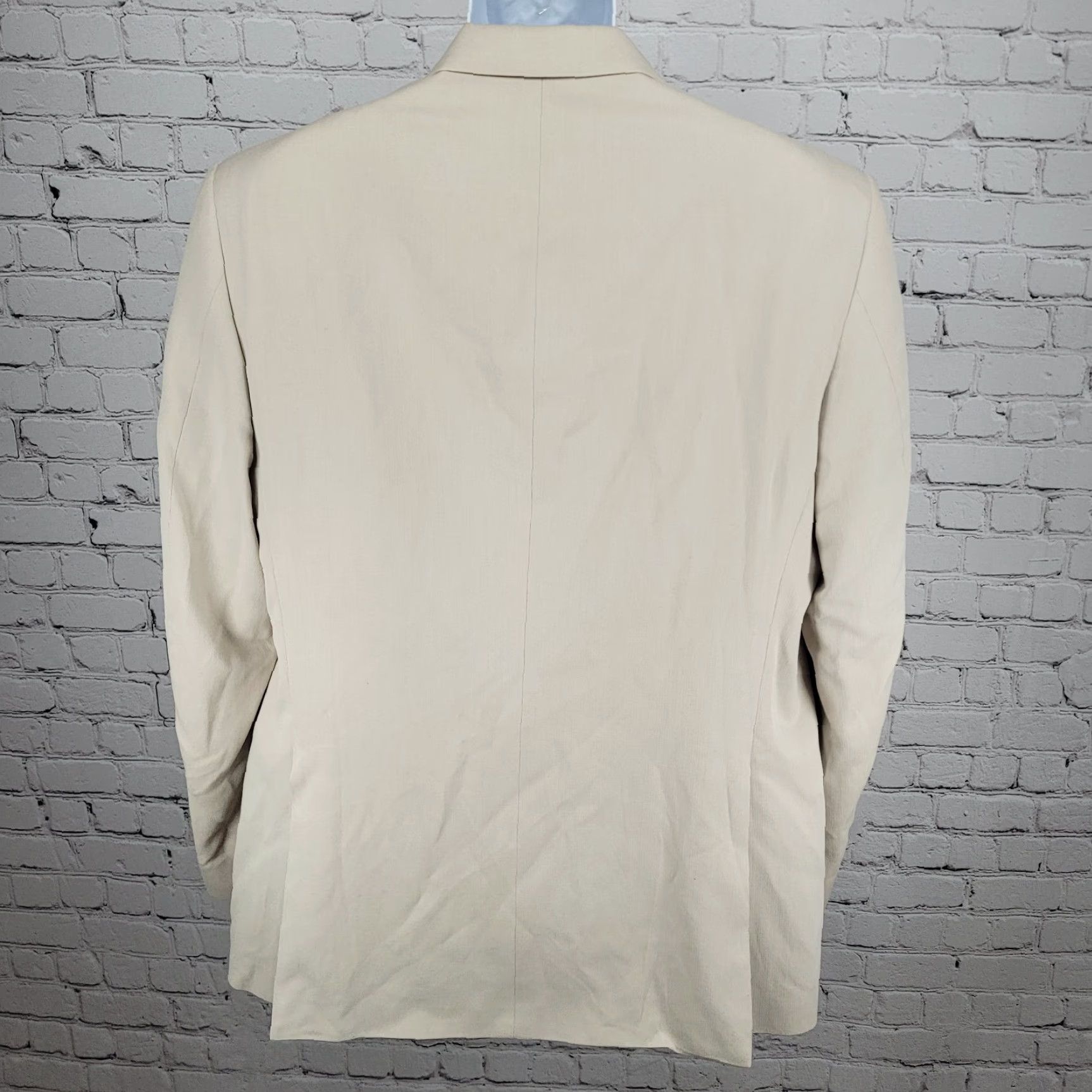 Austin Reed VINTAGE Austin Reed HRH Beige Silk Blend 2 Button Notch Blazer Sport Coat 44L Size 44R - 2 Thumbnail