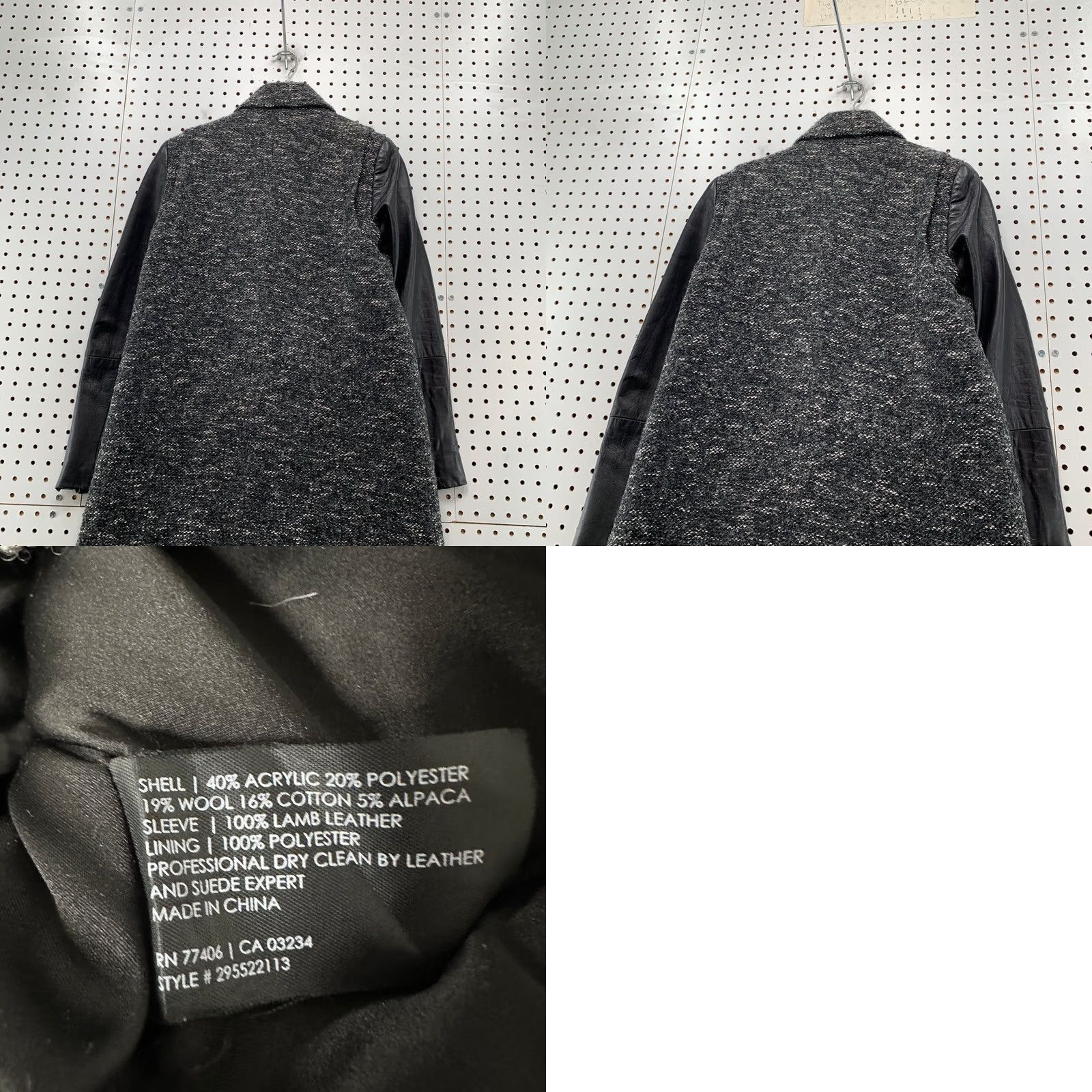 Club Monaco Club Monaco Wool Lamb Leather Sleeve Zip Coat Womens Medium Gray Alpaca Blend Coat Size M / US 6-8 / IT 42-44 - 9 Thumbnail