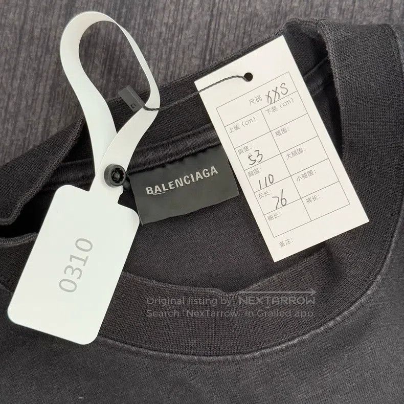 Balenciaga Front and Back Inkjet Letter Logo Short-Sleeve