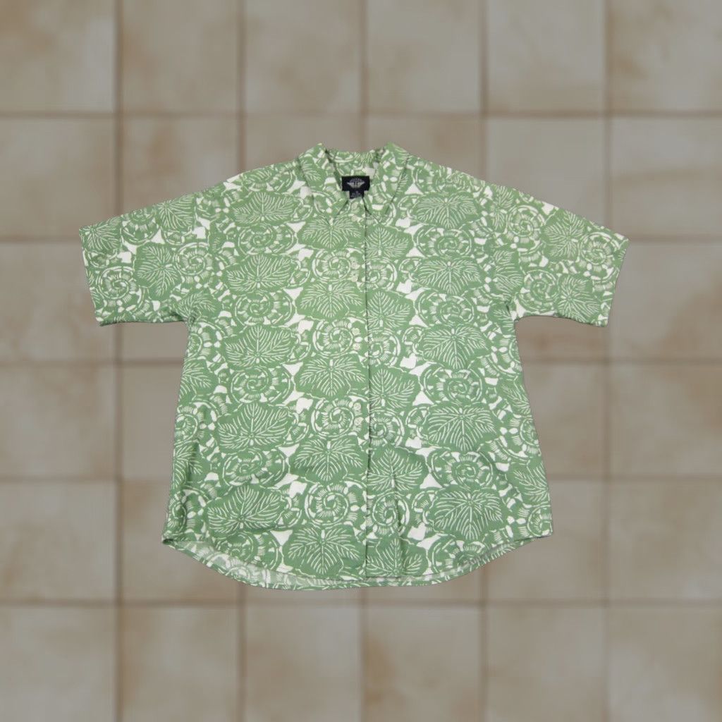 Dockers VINTAGE Dockers Shirt Mens M Green White Floral Leaf Linen Cotton 90s Button-Up Collared Short Sleeve Size US M / EU 48-50 / 2 - 1 Thumbnail
