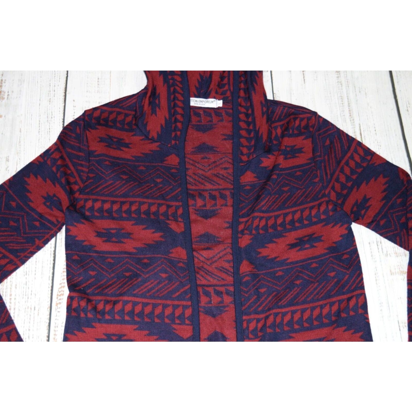 Vintage VINTAGE Cotton Emporium Cardigan Womens Large Red Aztec Geometric Knit Open Front 100% Acrylic Casual Size L / US 10 / IT 46 - 3 Thumbnail