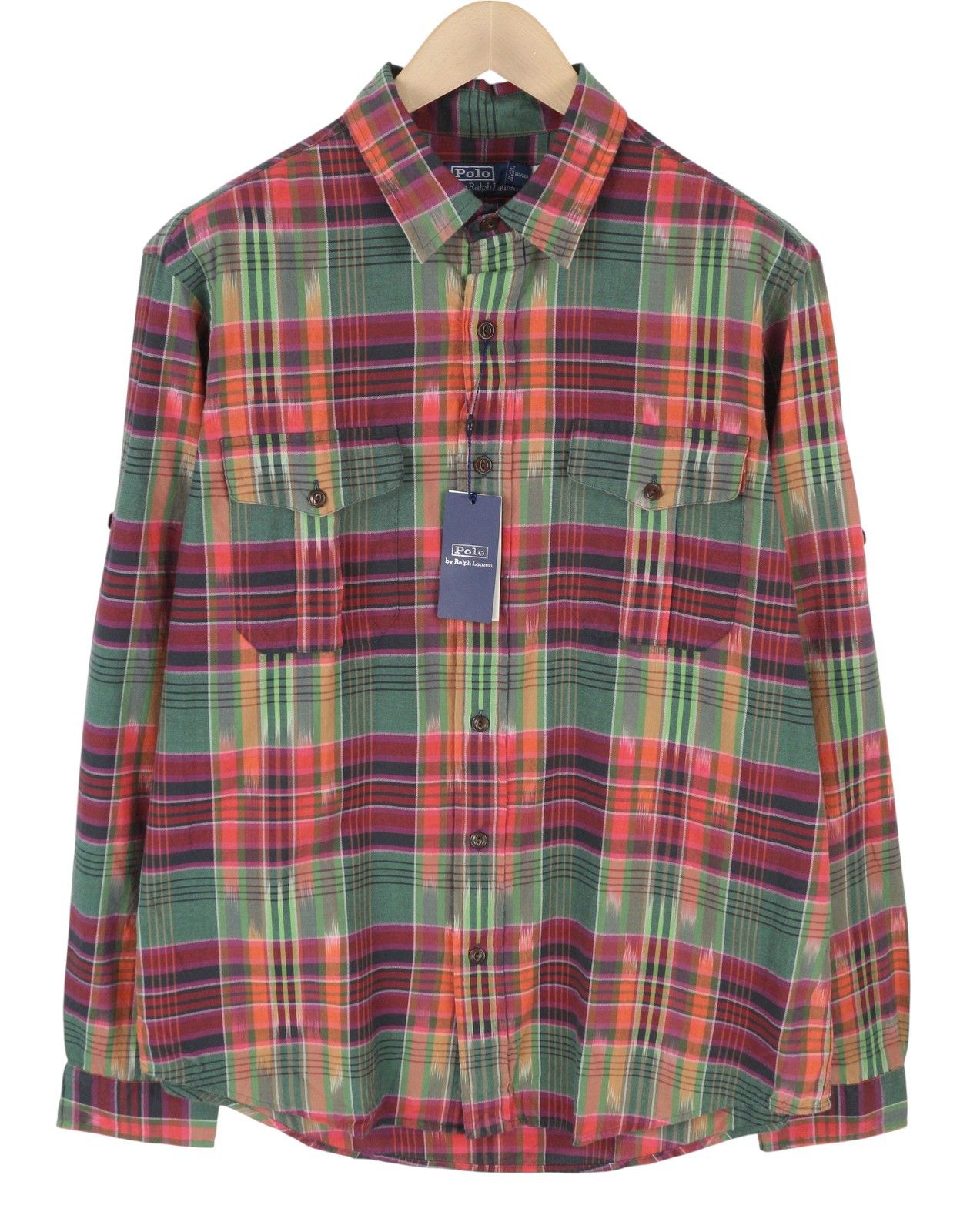 Ralph Lauren L Colourful Check Classic Fit Spread Neck Roll-Up 87030 Size US L / EU 52-54 / 3 - 1 Thumbnail