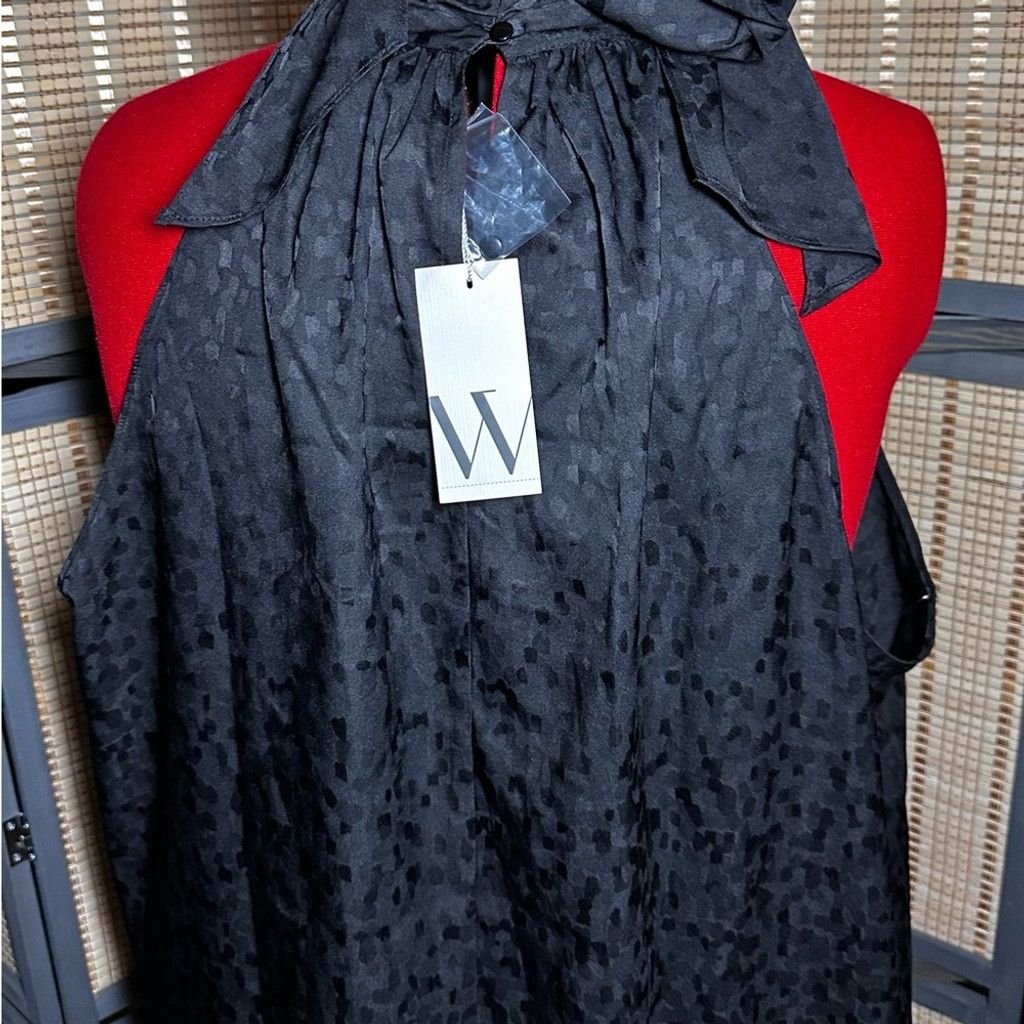 Worthington Worthington Black Jacquard Sleeveless Blouse Size 4XL / US 24-26 - 4 Thumbnail