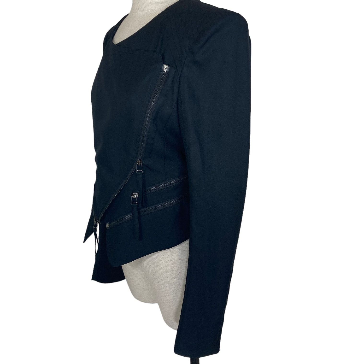 Other Mcginn black silk moto jacket, womens med convertible coat Size M / US 6-8 / IT 42-44 - 10 Thumbnail