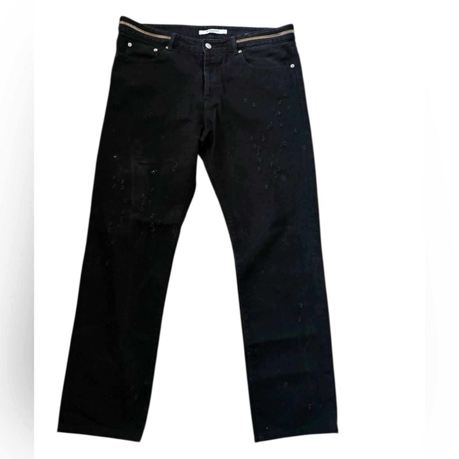Givenchy Givenchy Men's 2016 Distressed Zipper Moto Jeans Black Size US 35 - 1 Thumbnail