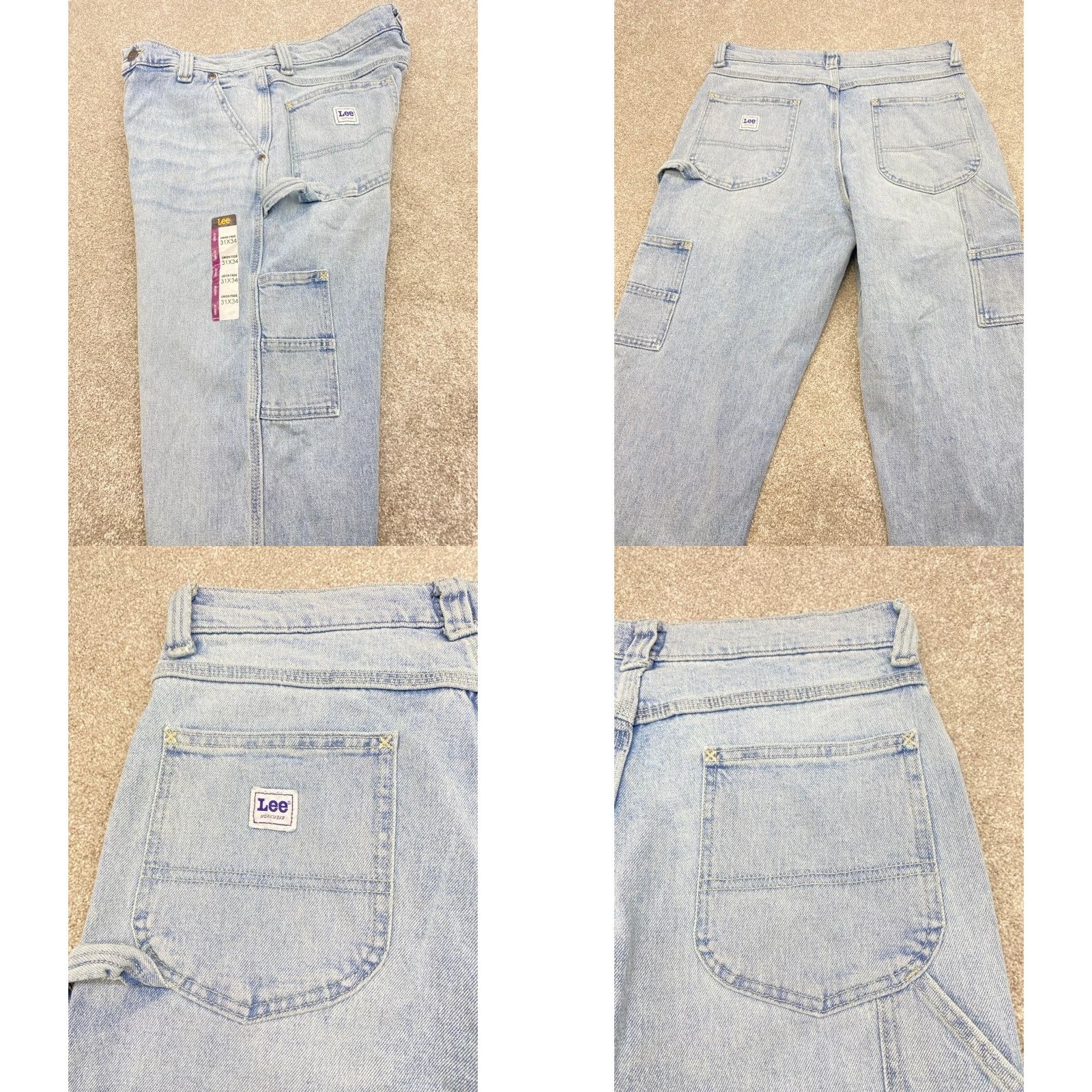 Lee VINTAGE Lee Legendary Jeans Men's 31x34 Workwear Loose Fit Carpenter Straight Leg Blue Cotton Denim 112339181 Mens Size US 31 - 8 Thumbnail