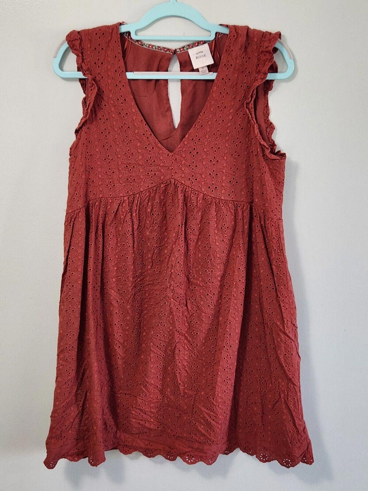 Designer Knox Rose Dress Medium Burned Orange Rust V Neck Boho Chic Size M / US 6-8 / IT 42-44 - 1 Thumbnail