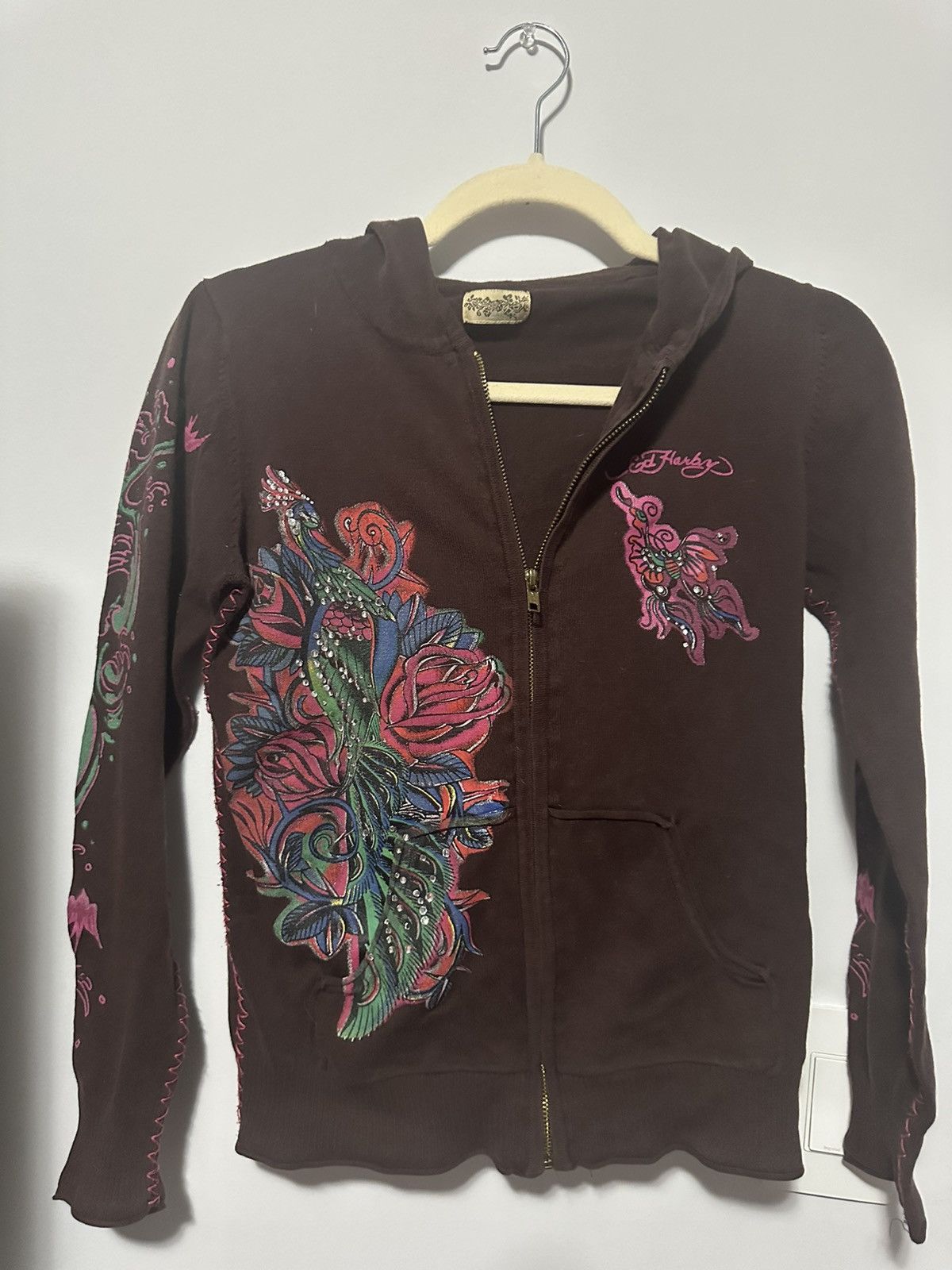 Ed Hardy × Vintage Fitted knitted y2k Sanjoy Ed Hardy Zip up Size S / US 4 / IT 40 - 2 Thumbnail