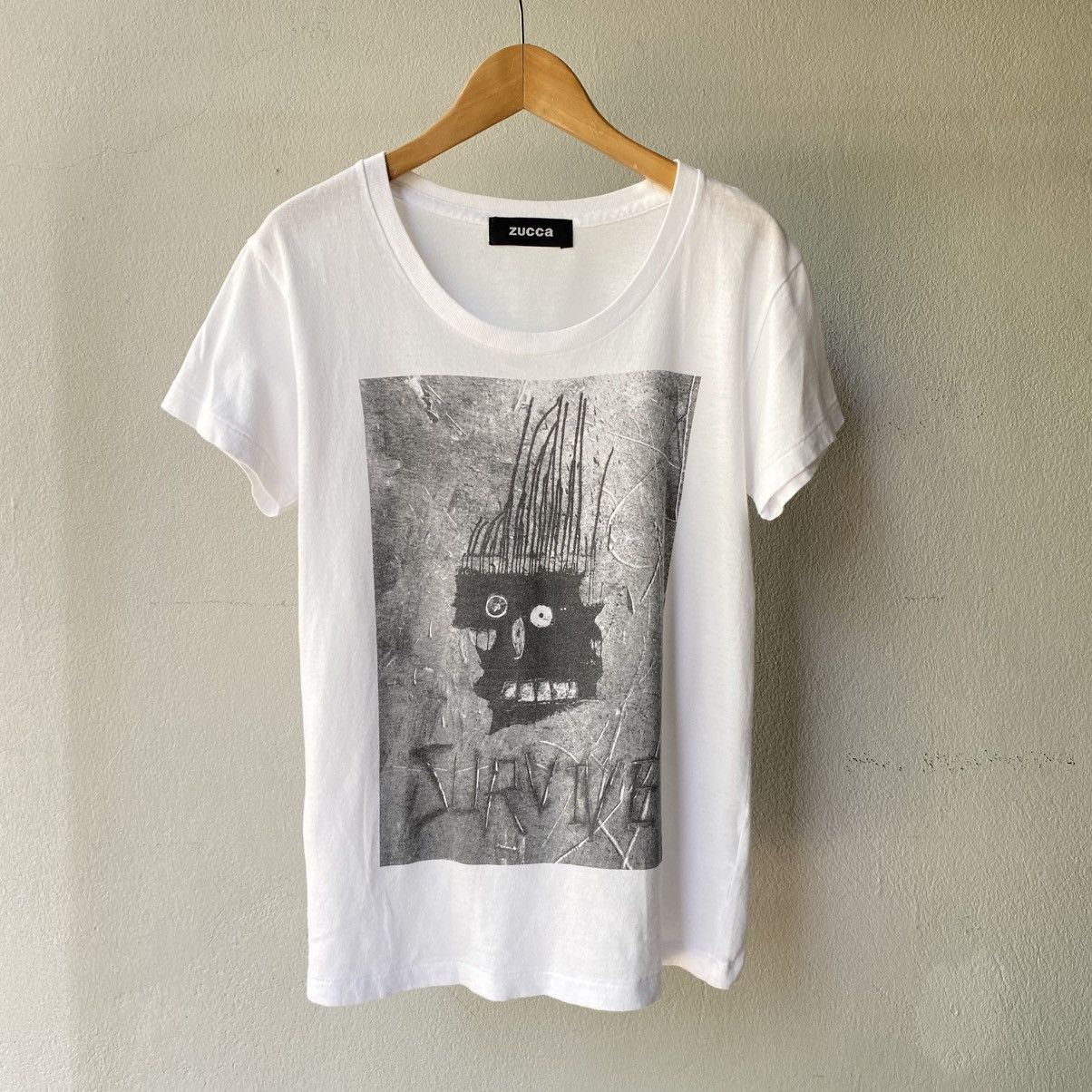 Zucca Zucca White Tee with Black Front Print Size M / US 6-8 / IT 42-44 - 1 Thumbnail