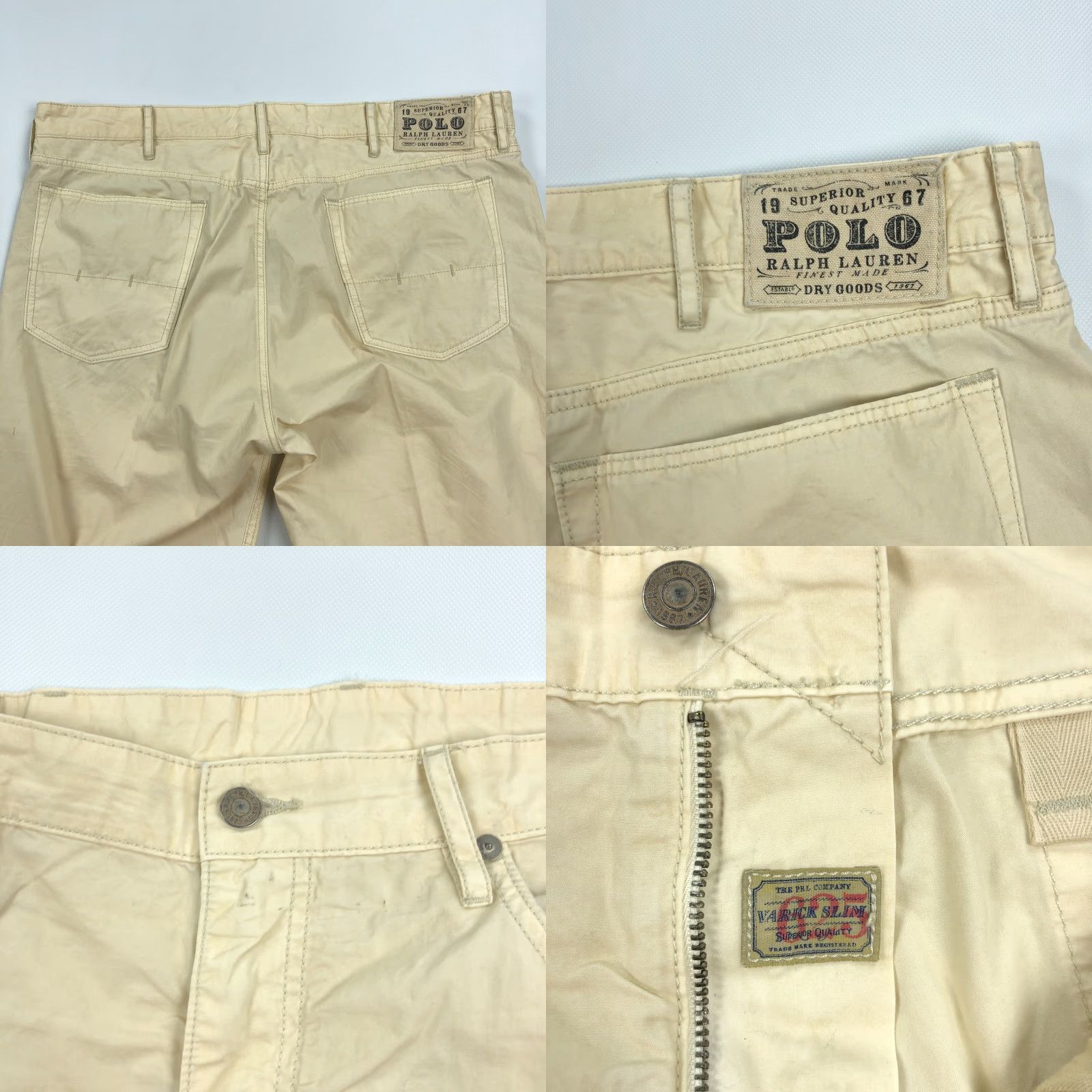 Polo Ralph Lauren Polo Ralph Lauren Jeans Slim 40x32 Varick Beige Distressed 5-Pocket Denim Men’s 40 Regular Medium Wash Varsity Vintage No Size US L / EU 52-54 / 3 - 8 Thumbnail