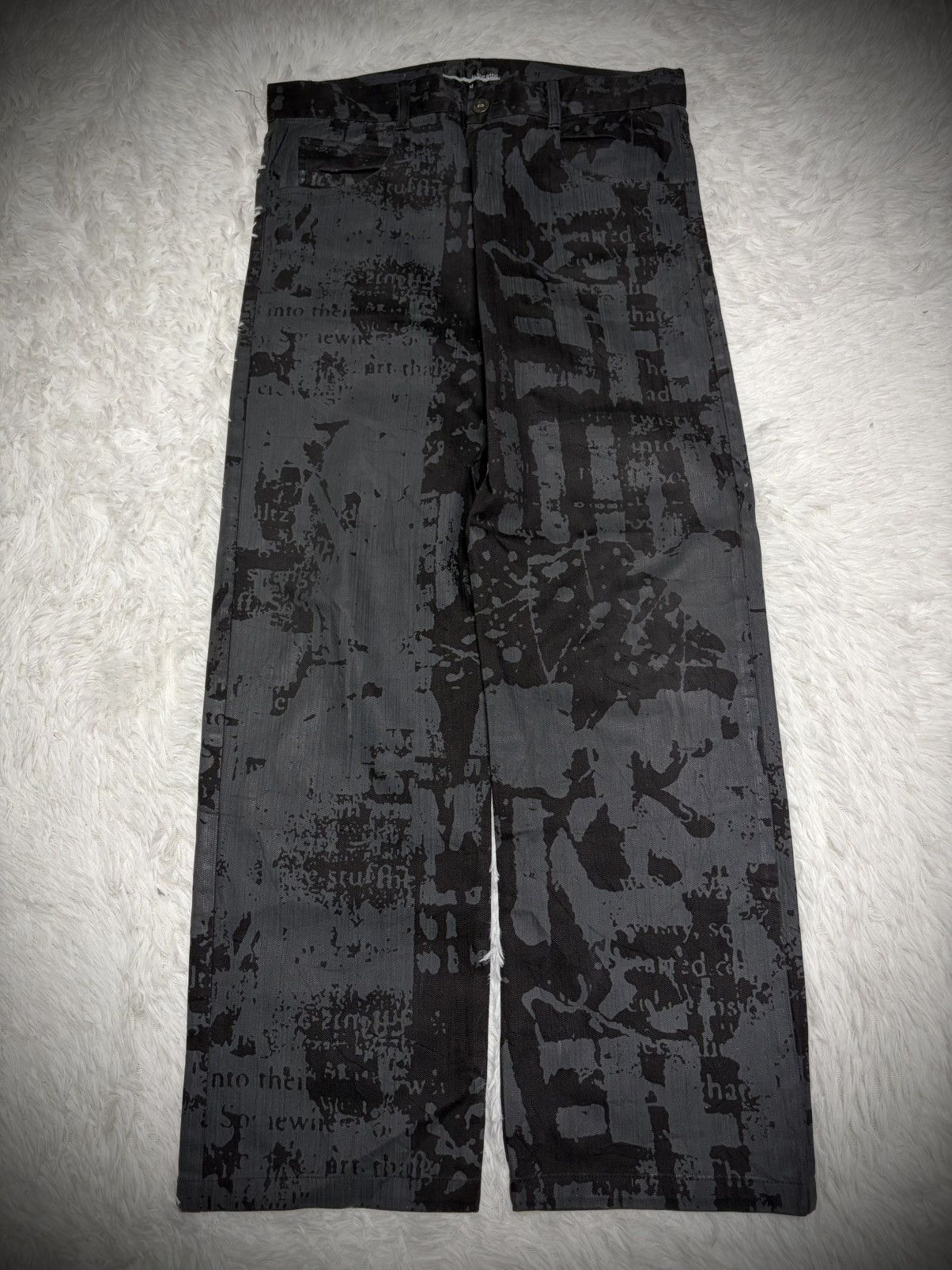 Tornado Mart Rare In The Attic Japan skull poem waxed jeans overprint Size US 30 / EU 46 - 1 Thumbnail