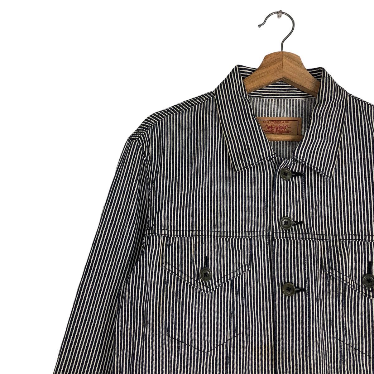 Levi's 🔥Vtg Biker Jacket Denim Hickory Design Levi’s Bondage Size US L / EU 52-54 / 3 - 7 Thumbnail