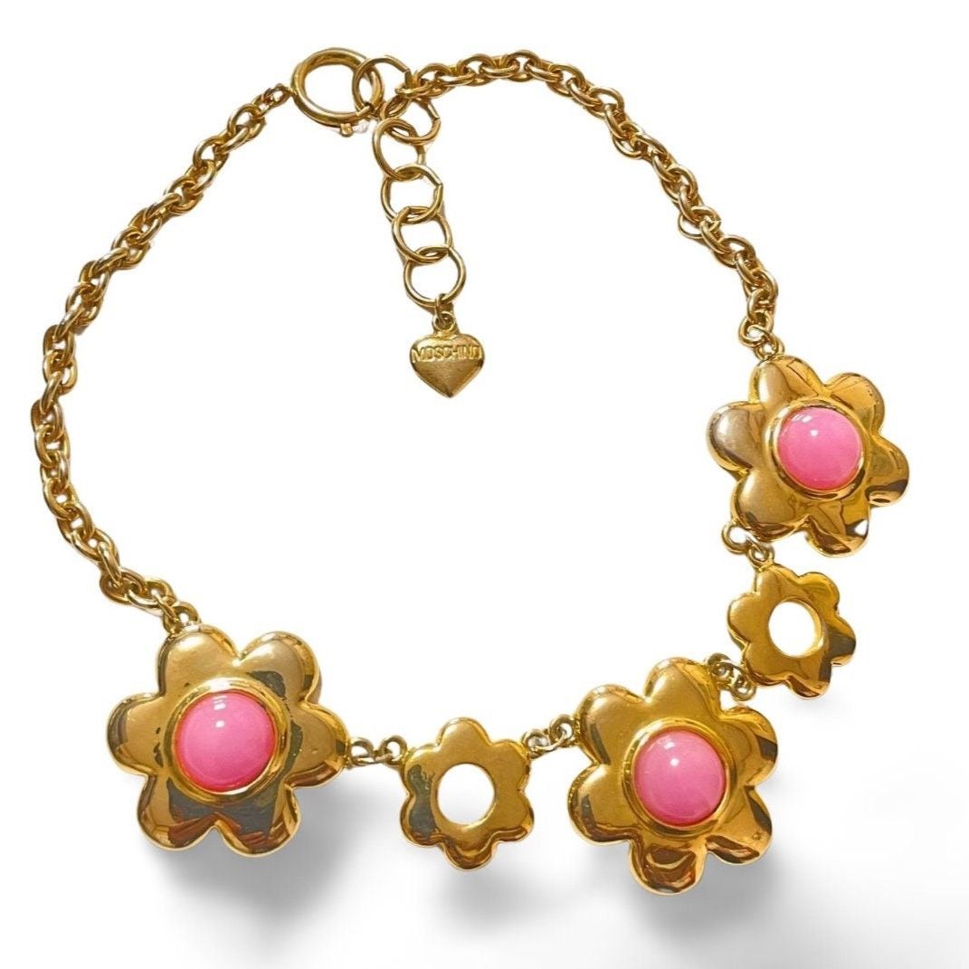 Moschino Vintage Moschino statement chain necklace with pink flower Size ONE SIZE - 8 Thumbnail
