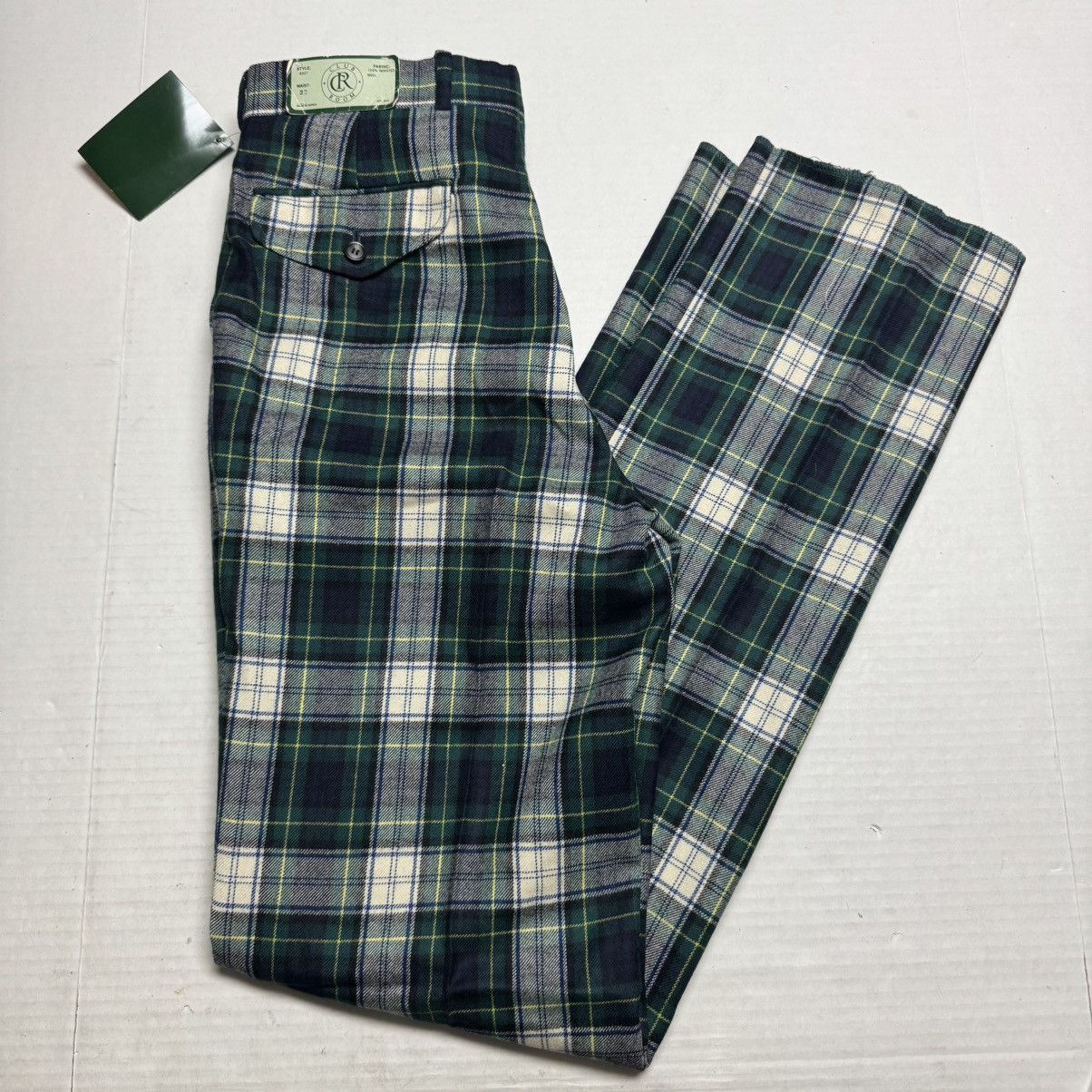 Vintage CLUB ROOM Worsted Wool Pants In Green Plaid