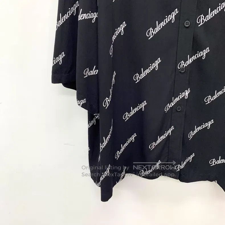 Balenciaga Balenciaga Black Logo Letter All-Over Printed Short Sleeve Size XXS / US 00 / IT 34 - 4 Thumbnail