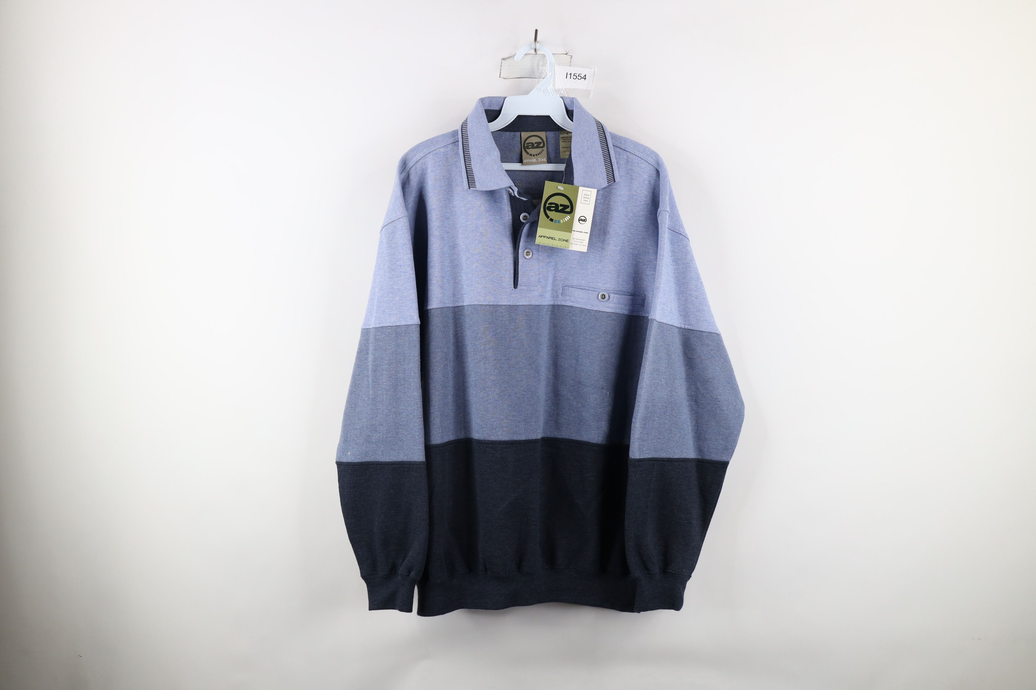 Vintage Deadstock Vintage Streetwear Collared Pullover Sweatshirt Size US L / EU 52-54 / 3 - 1 Thumbnail