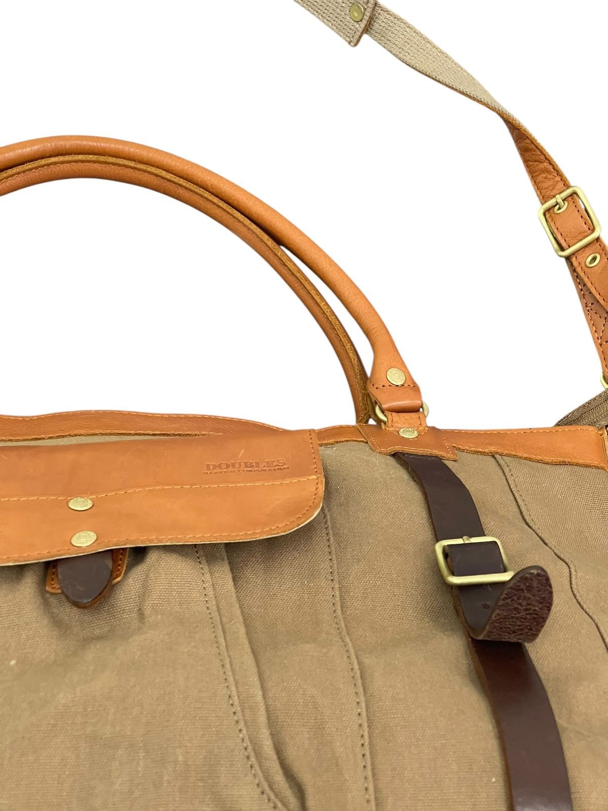 Genuine Leather Leather Cotton Doubles Duffle Bag 1🟩7 Size ONE SIZE - 12 Thumbnail