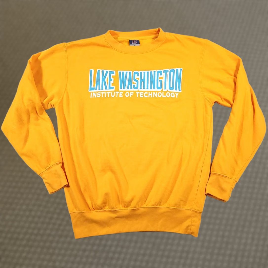 Vintage VINTAGE MV Sport Sweatshirt Lake Washington Institute Of Technology Mens M Yellow Size US M / EU 48-50 / 2 - 1 Thumbnail
