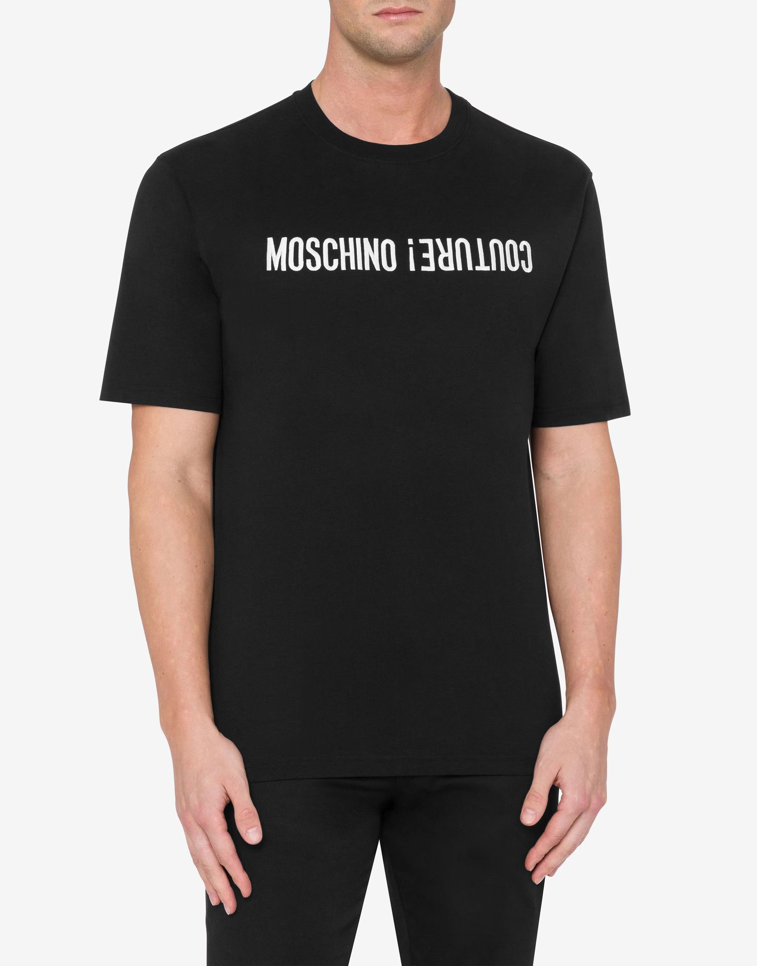 Moschino o1s22i1n0924 Lettering Short Sleeve T-Shirt in Black Size US L / EU 52-54 / 3 - 2 Thumbnail