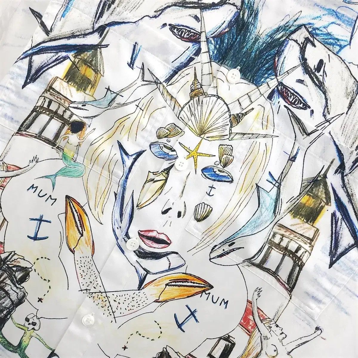 Burberry Burberry 21SS Sea World Sketch Portrait Print Shirt Size US L / EU 52-54 / 3 - 3 Thumbnail