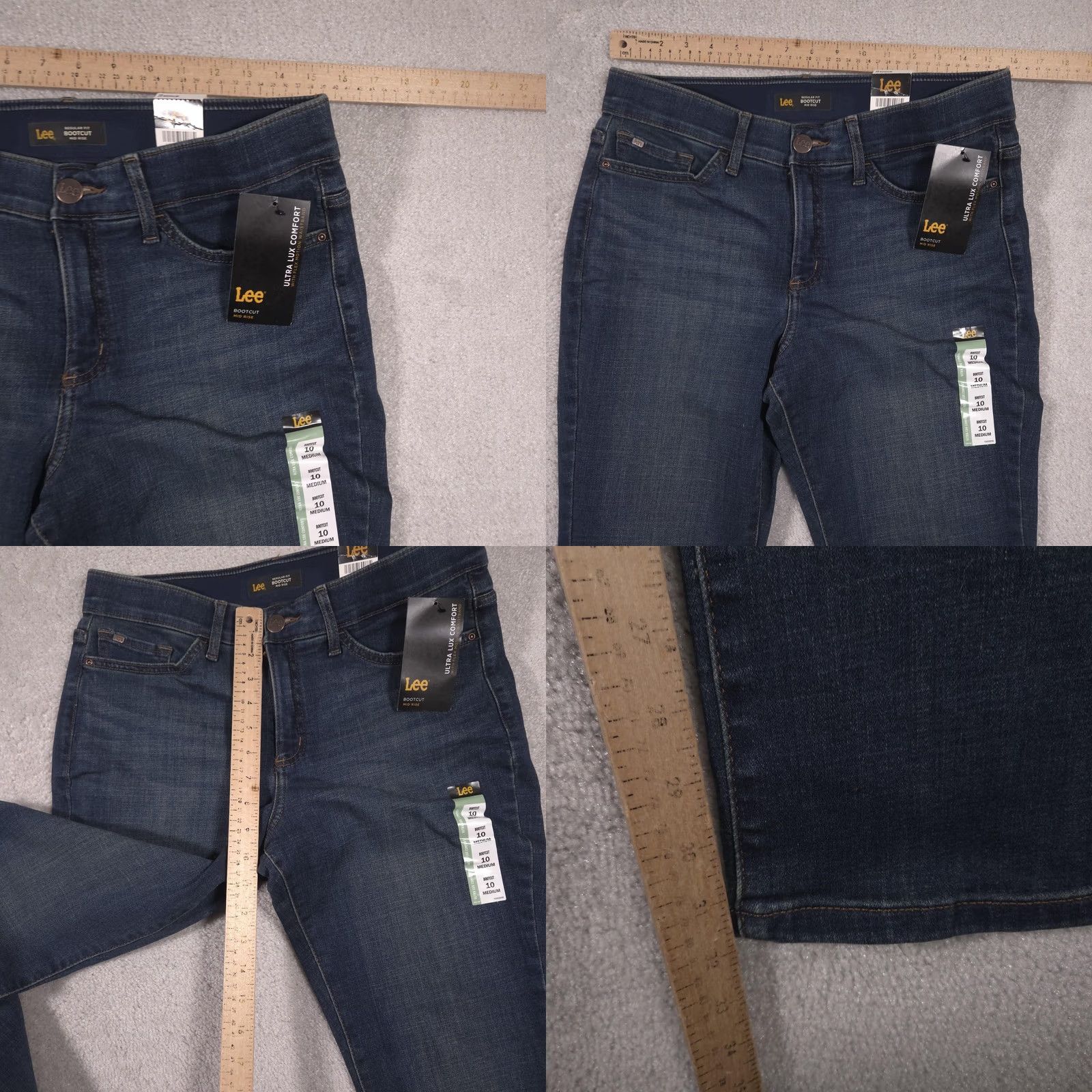 Lee Lee Jeans Womens 10 Blue Medium Wash Mid Rise Regular Fit Bootcut Stretch Denim Size 32" / US 10 / IT 46 - 8 Thumbnail