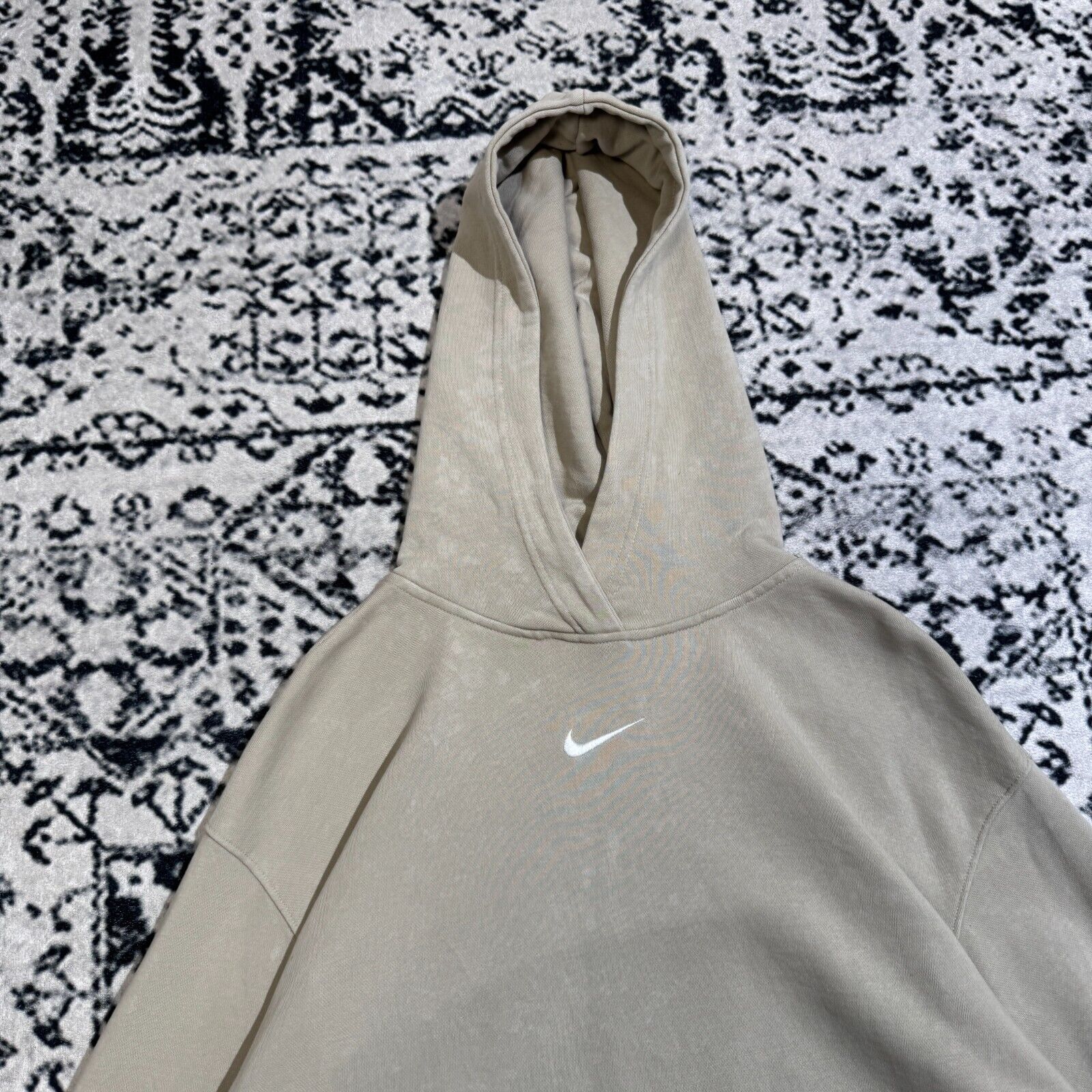 Nike × Vintage Vintage Nike Beige Tan Cotton Hoodie XS Center Swoosh Y2K Size US XS / EU 42 / 0 - 7 Thumbnail