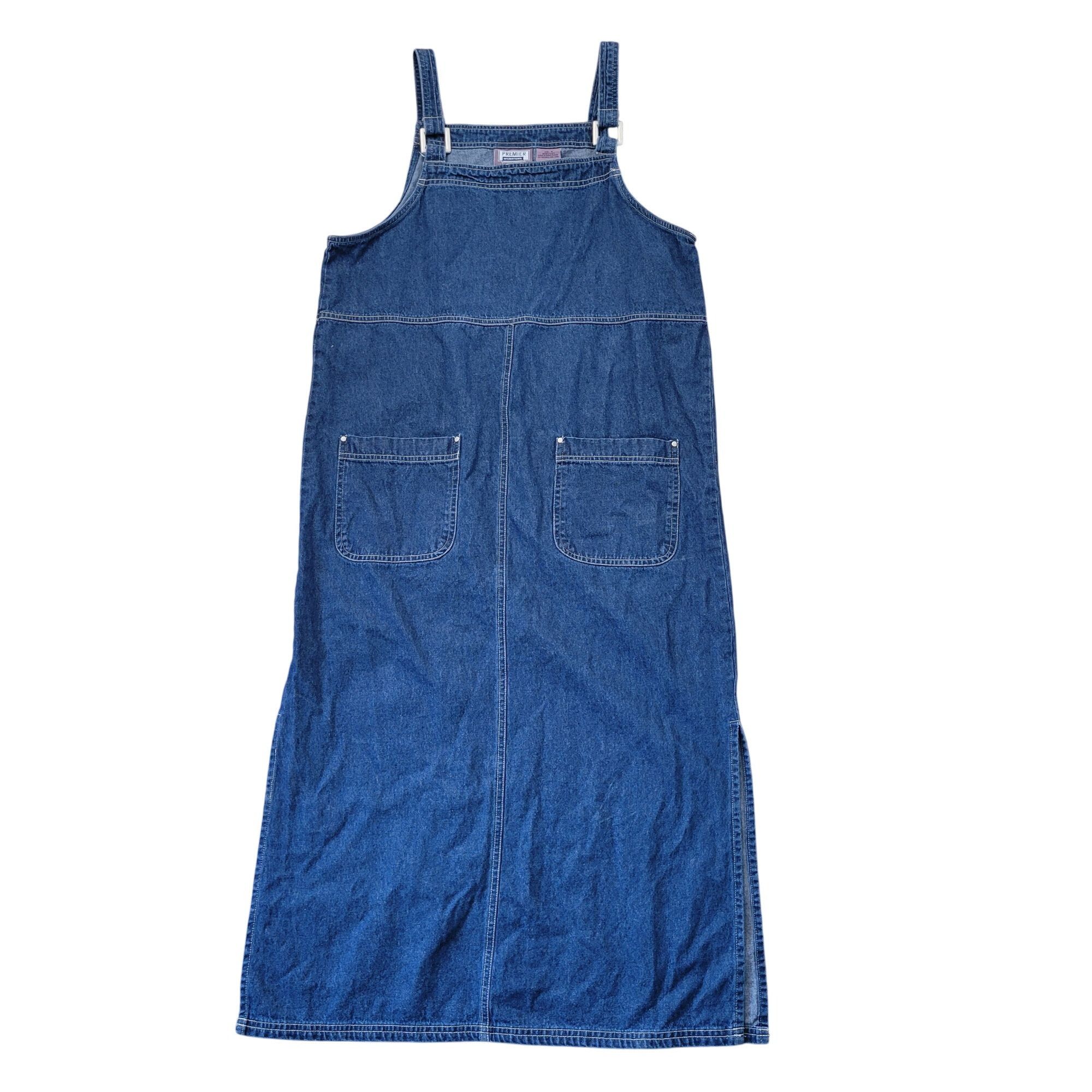 Vintage Premier International M Blue Jean Denim Jumper Overall Dress Size M / US 6-8 / IT 42-44 - 1 Thumbnail