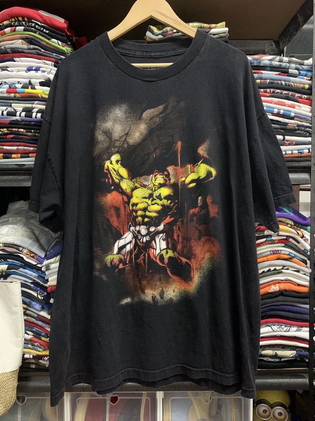 image of Vintage Yellow Hulk Marvel Comics Movie Comics Tee in Black, Men's (Size 2XL)