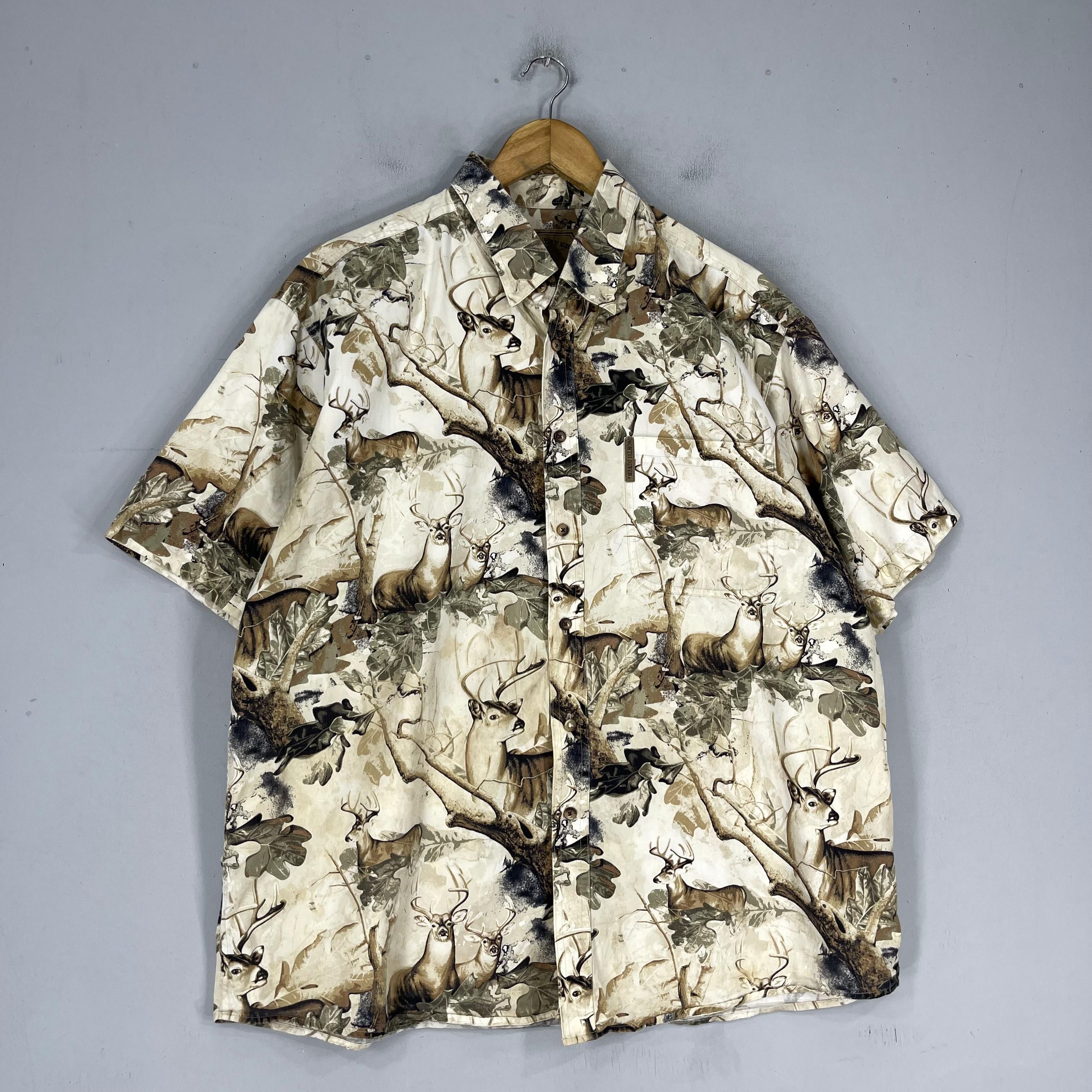 Habitat Vintage 90s Antelope Forest Wildlife Printed Overprint Shirt Size US XL / EU 56 / 4 - 4 Thumbnail