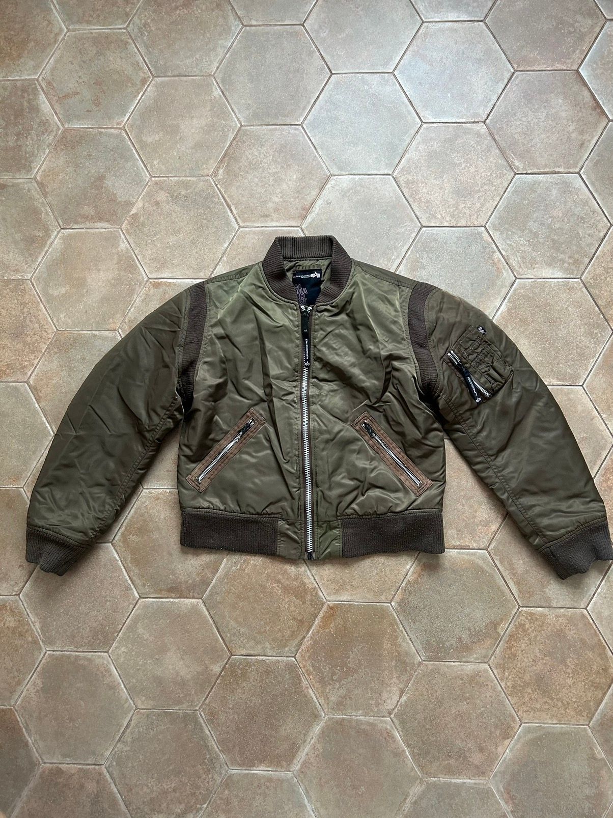 image of Alpha Industries Bomber Jacket in Olive, Women's (Size Large)