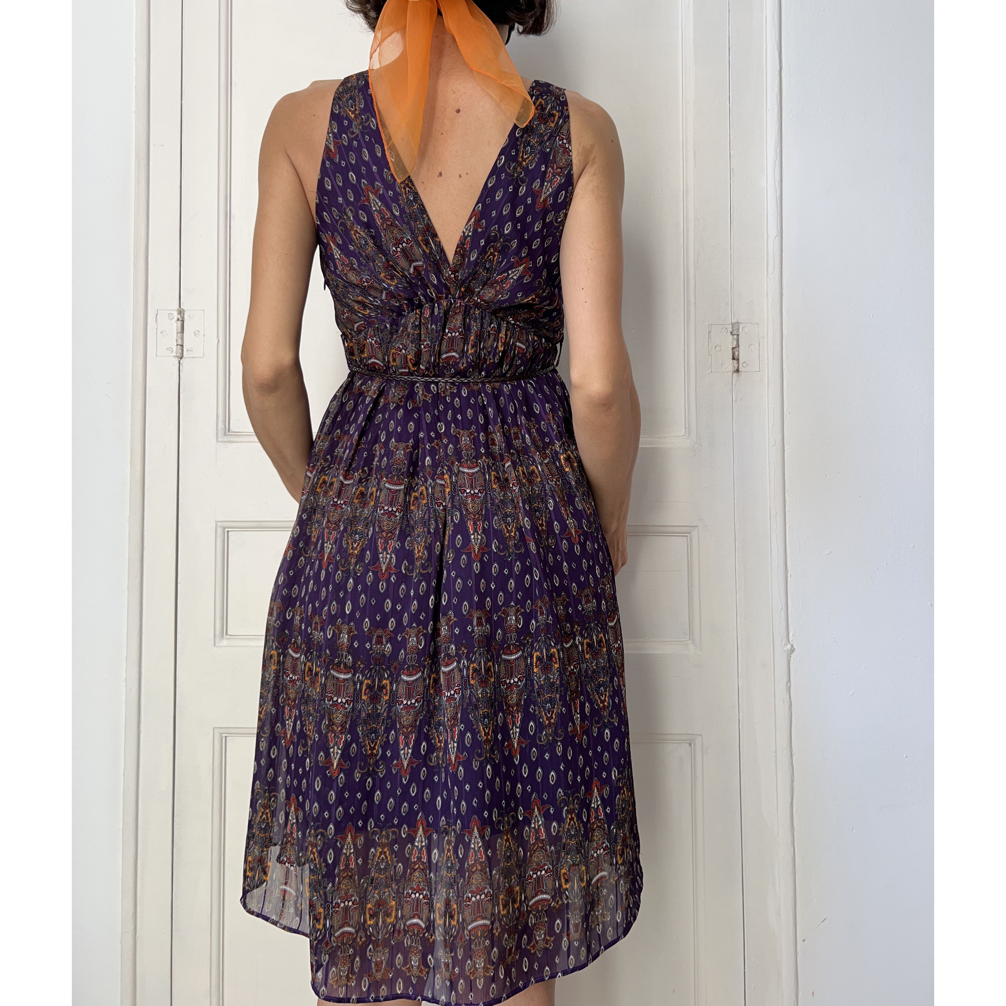 Vintage Vintage purple paisley tank midi dress Size S / US 4 / IT 40 - 2 Thumbnail