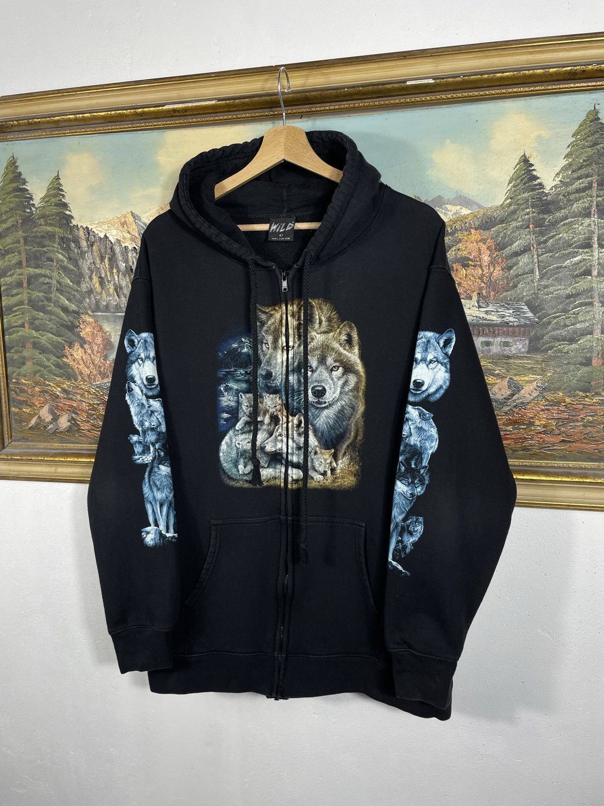 Vintage Vintage Wild Zip Hoodie Sweatshirt Vintage Y2k Wolf Print Size US L / EU 52-54 / 3 - 3 Thumbnail