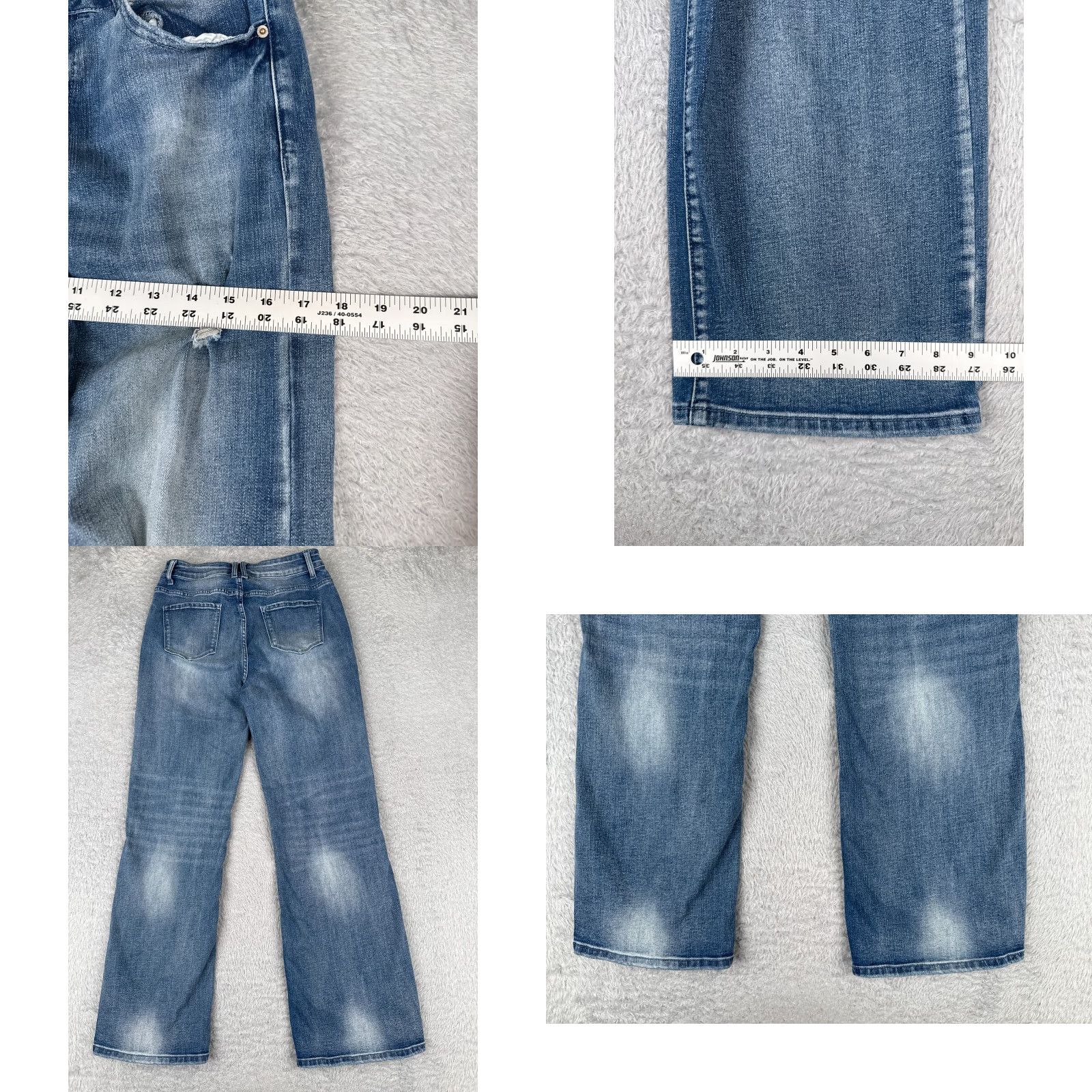 Vintage Womens Jeans Blue Denim Wide Leg Flared Distressed Mid Rise 27x28 Cotton Blend 6 Regular 5-Pocket Design Jeans Size 28" / US 6 / IT 42 - 9 Thumbnail