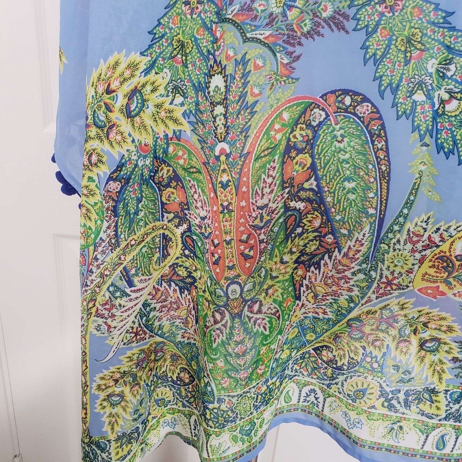 Designer Umgee Floral Kimono Womens Size M/Large Blue Paisley Boho Size L / US 10 / IT 46 - 9 Thumbnail