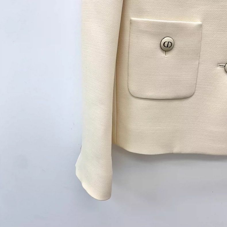 Dior Dior Beige wool mixed mulberry silk lapel single-breasted j Size XS / US 0-2 / IT 36-38 - 4 Thumbnail