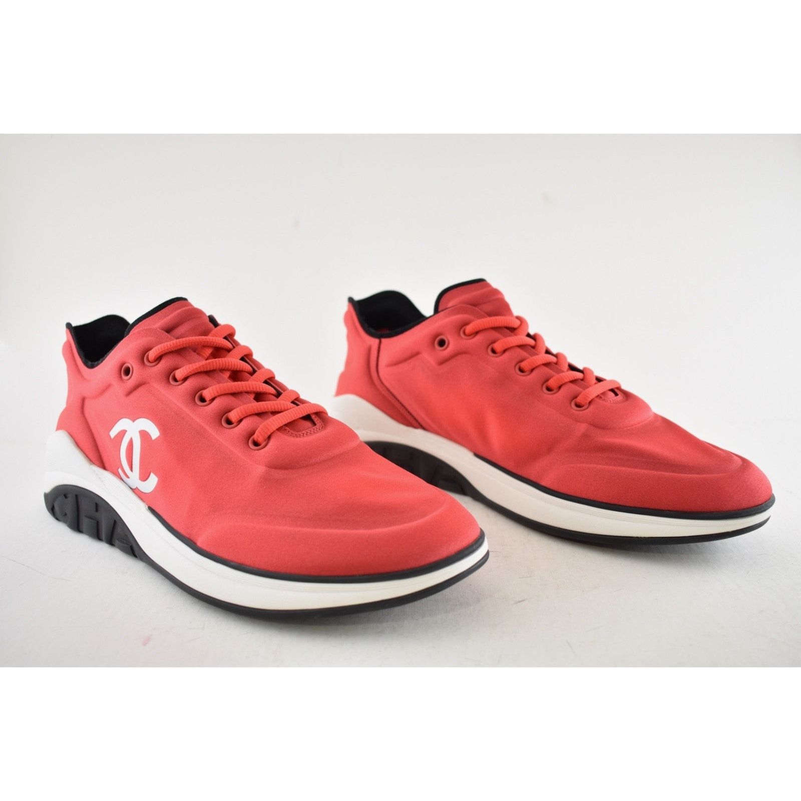 Chanel Chanel Mens 19P Red Lycra White Black CC Logo Lace Low Size US 10 / EU 43 - 3 Thumbnail